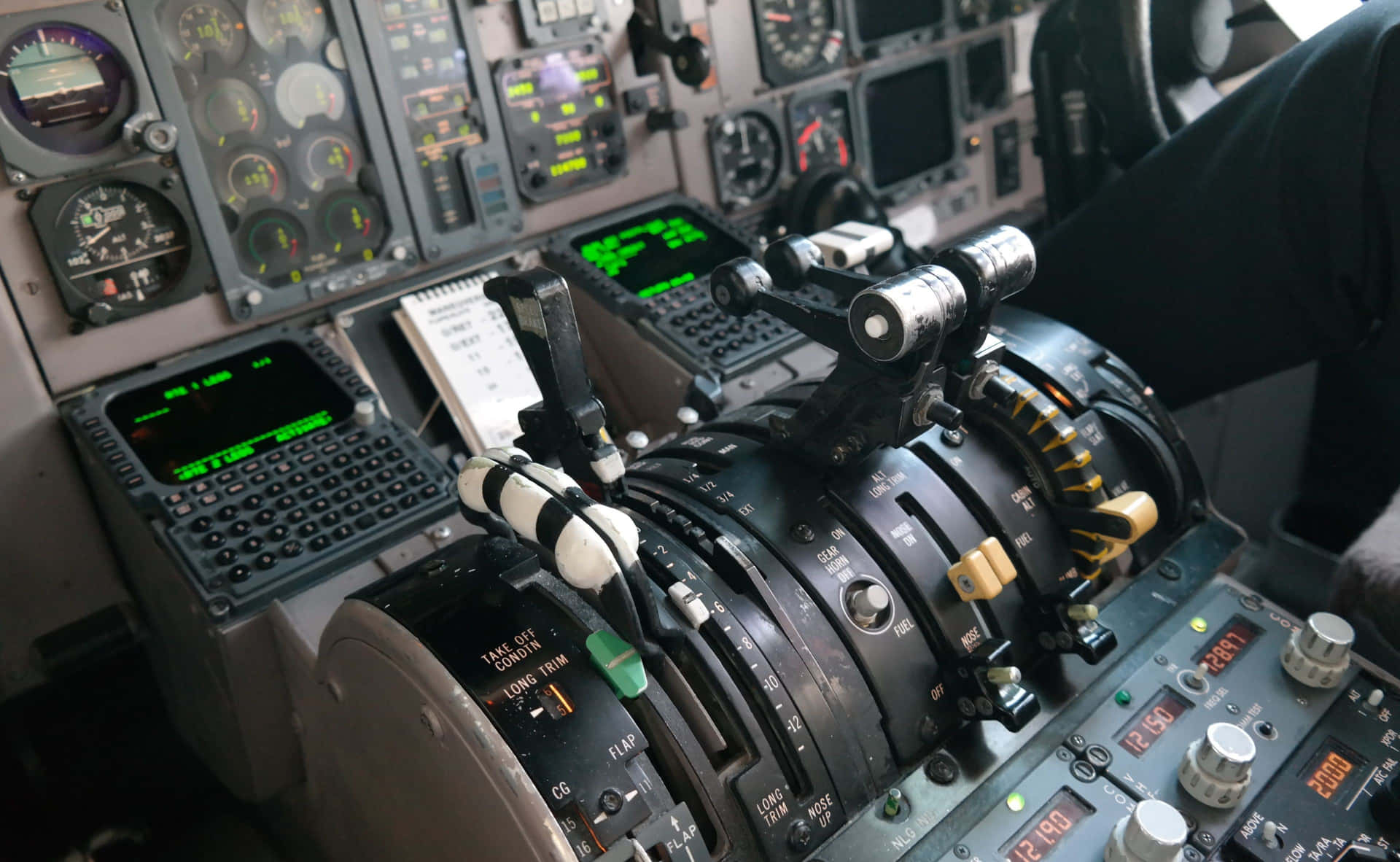Airplane Cockpit Throttleand Instrument Panel Wallpaper
