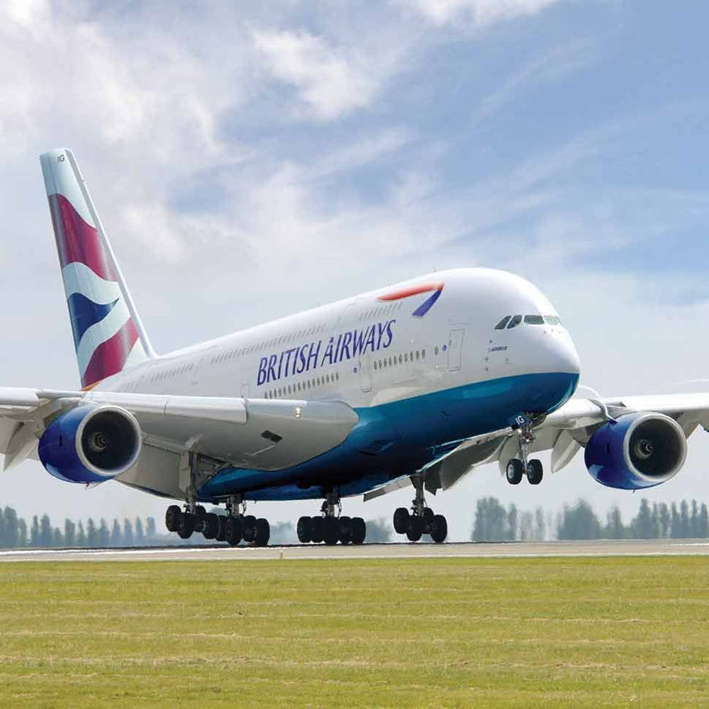 Et fly fra British Airways i nærbillede Wallpaper