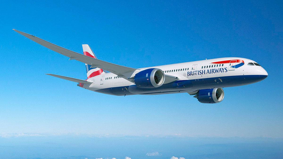 Et fly fra British Airways som flyver mod øst Wallpaper