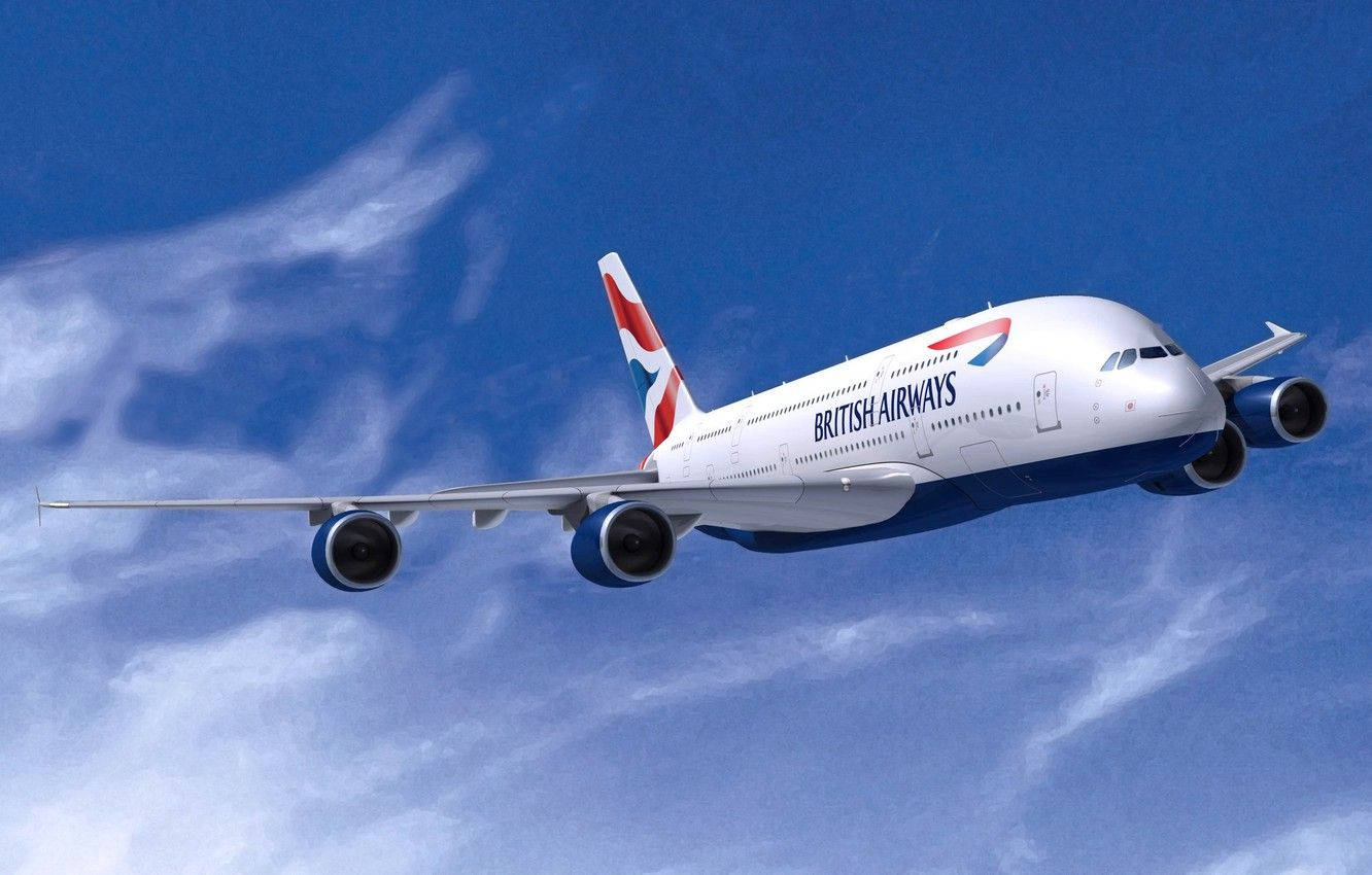 Flugzeugvon British Airways Fliegt Hoch In Den Himmel. Wallpaper