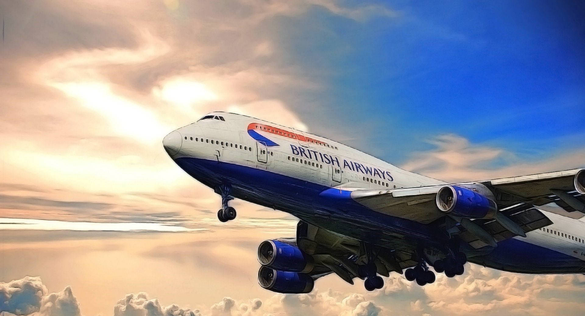 Flugzeugvon British Airways Zur Goldenen Stunde. Wallpaper