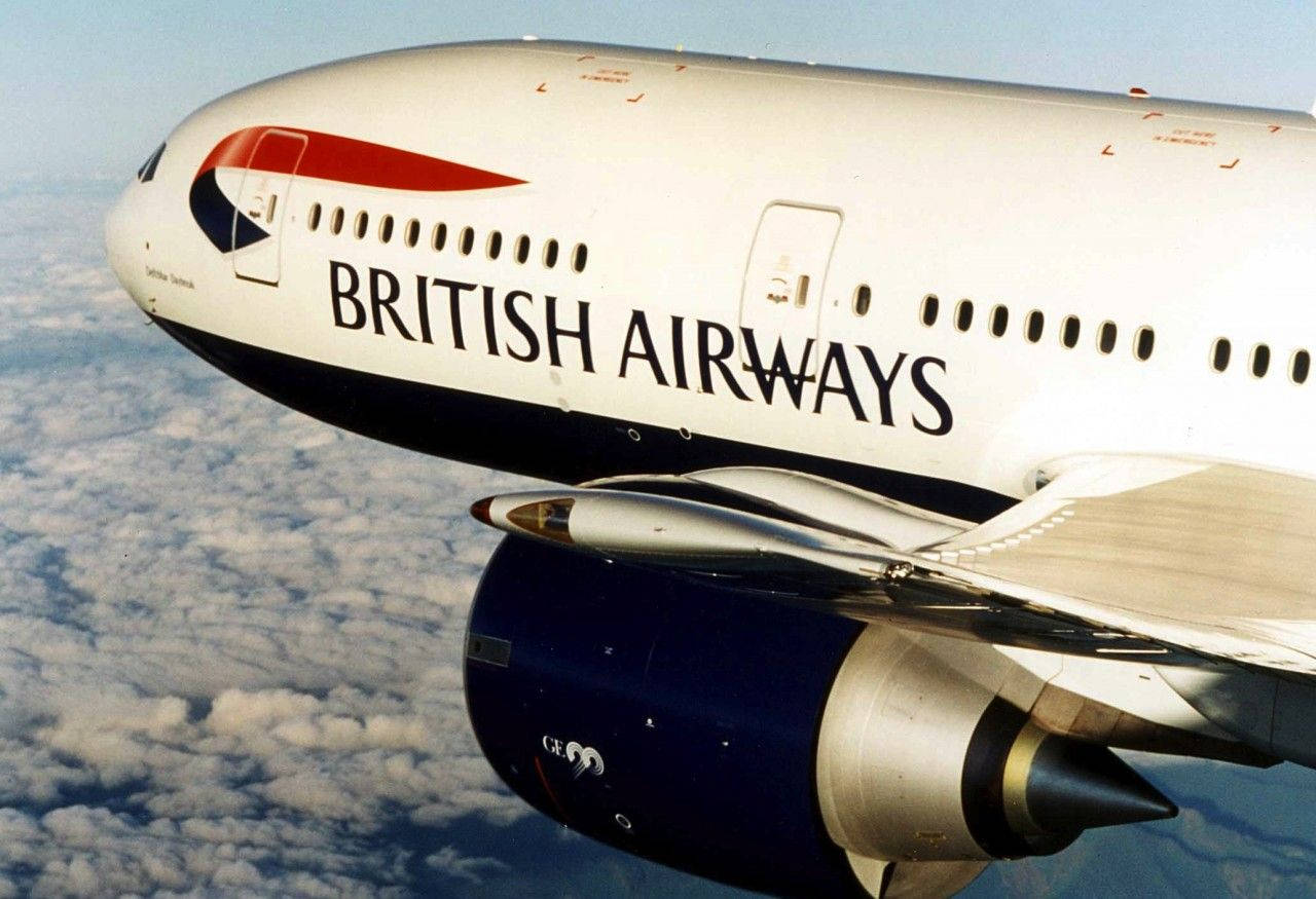 Flygplanfrån British Airways Sida Vinkel Närbild. Wallpaper