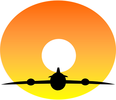Airplane Silhouette Sunset PNG