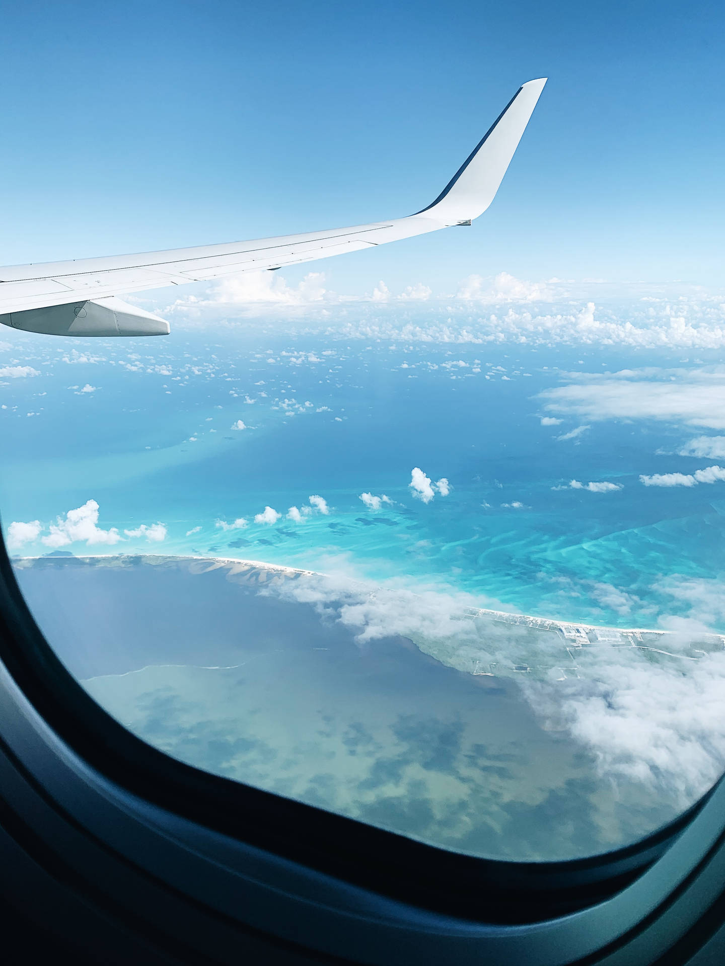 Airplane Window Sea Sky View Wallpaper