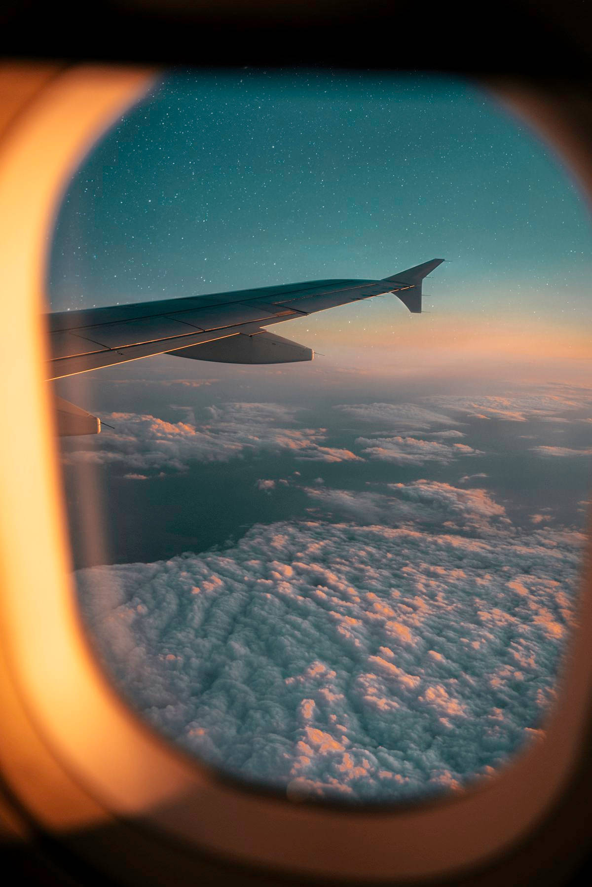 Airplane Window Sunset Sky Sea Of Clouds Wallpaper