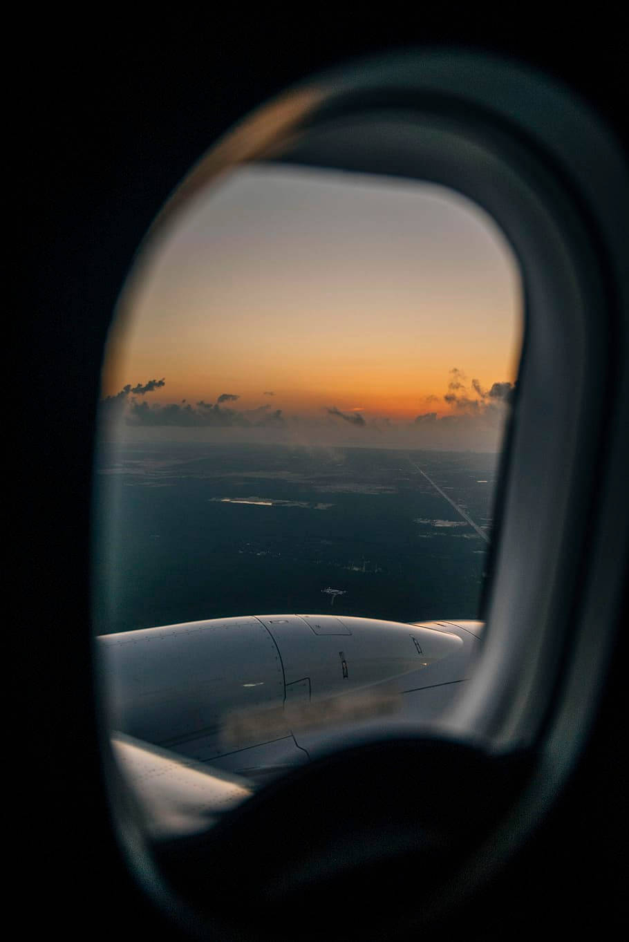 Airplane Window Sunset Sky View Wallpaper