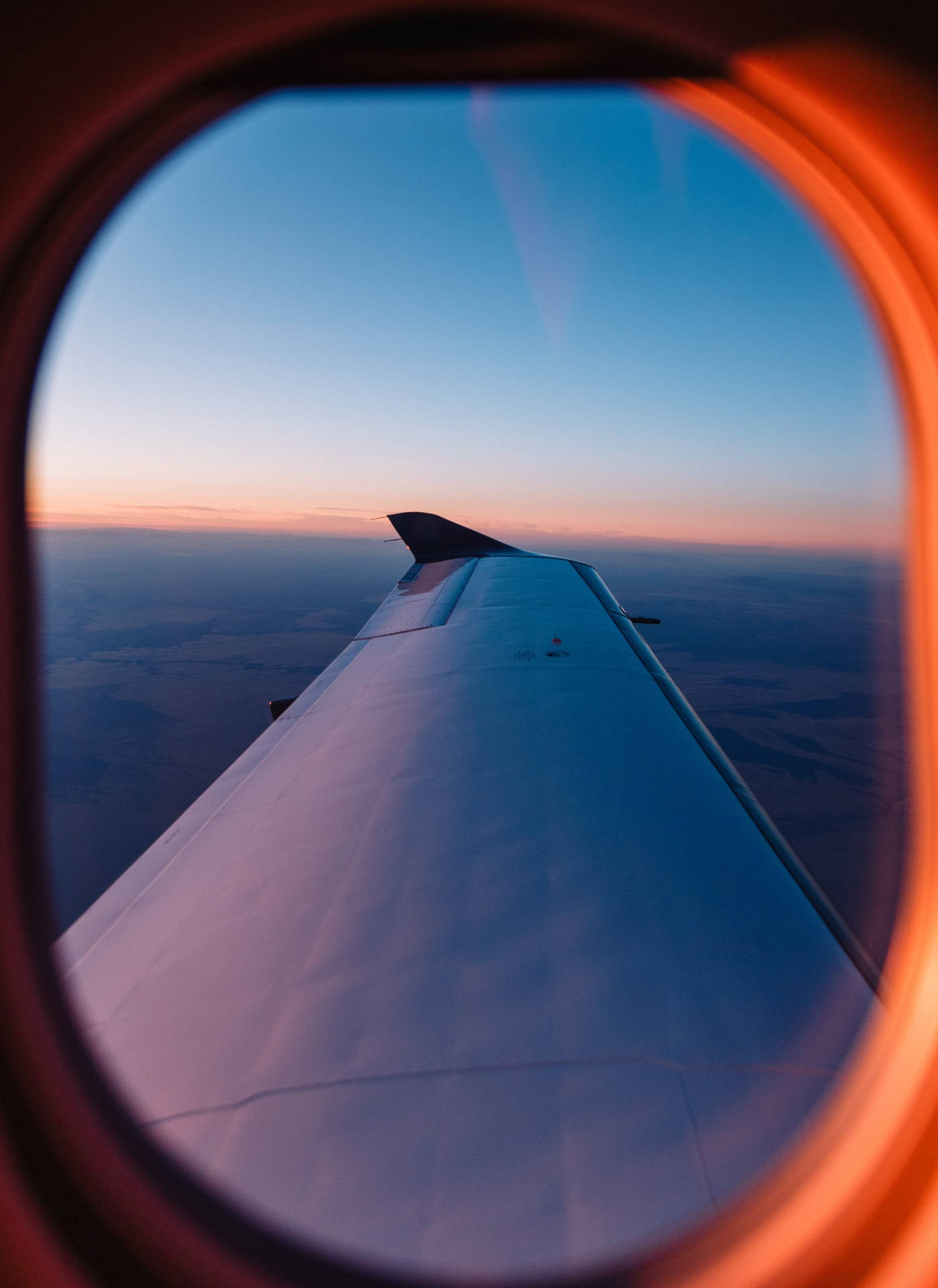 Airplane Window Travel Aesthetic Sunset Horizon Wallpaper