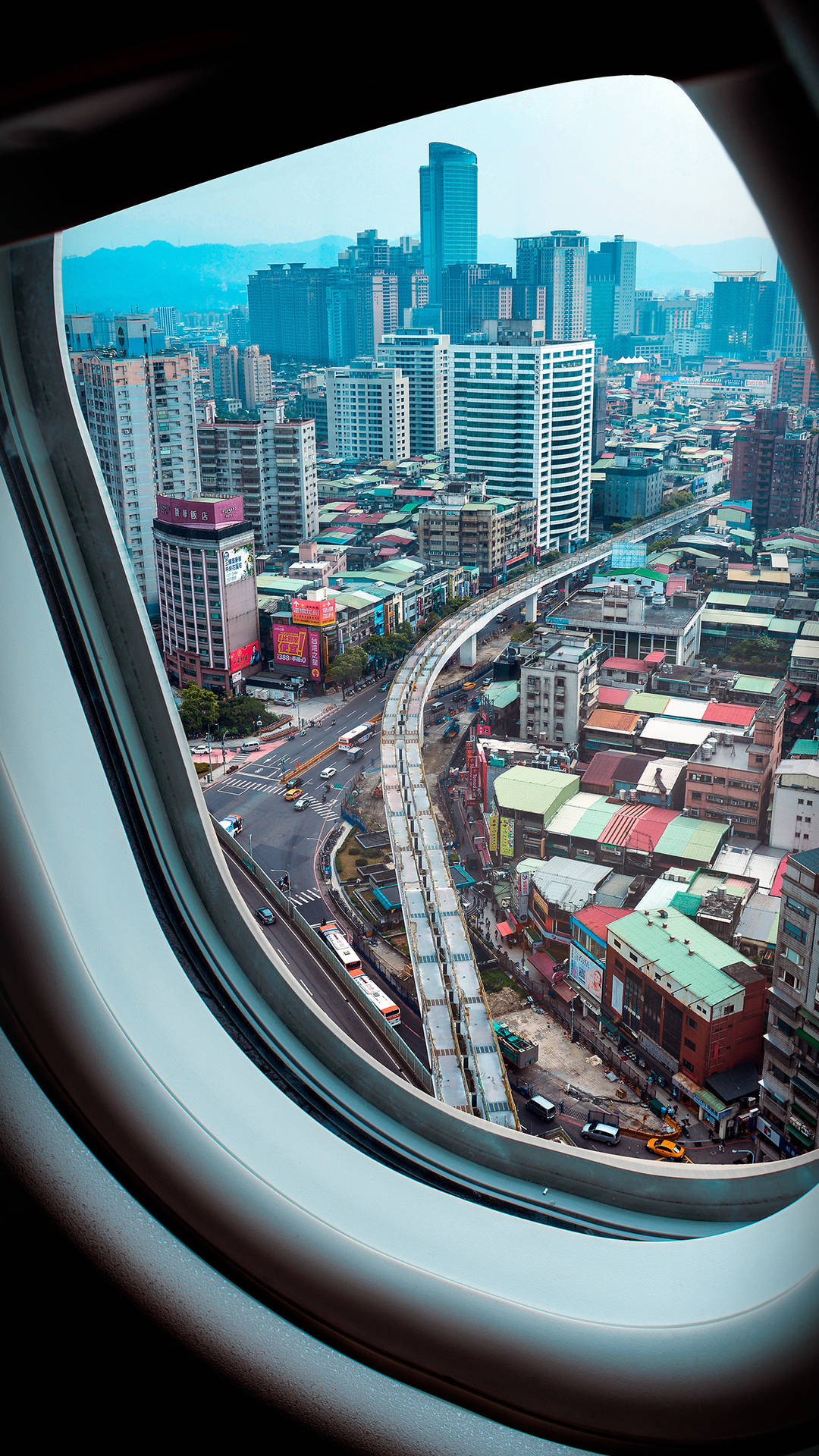 Airplane Window Travel Cityscape Wallpaper