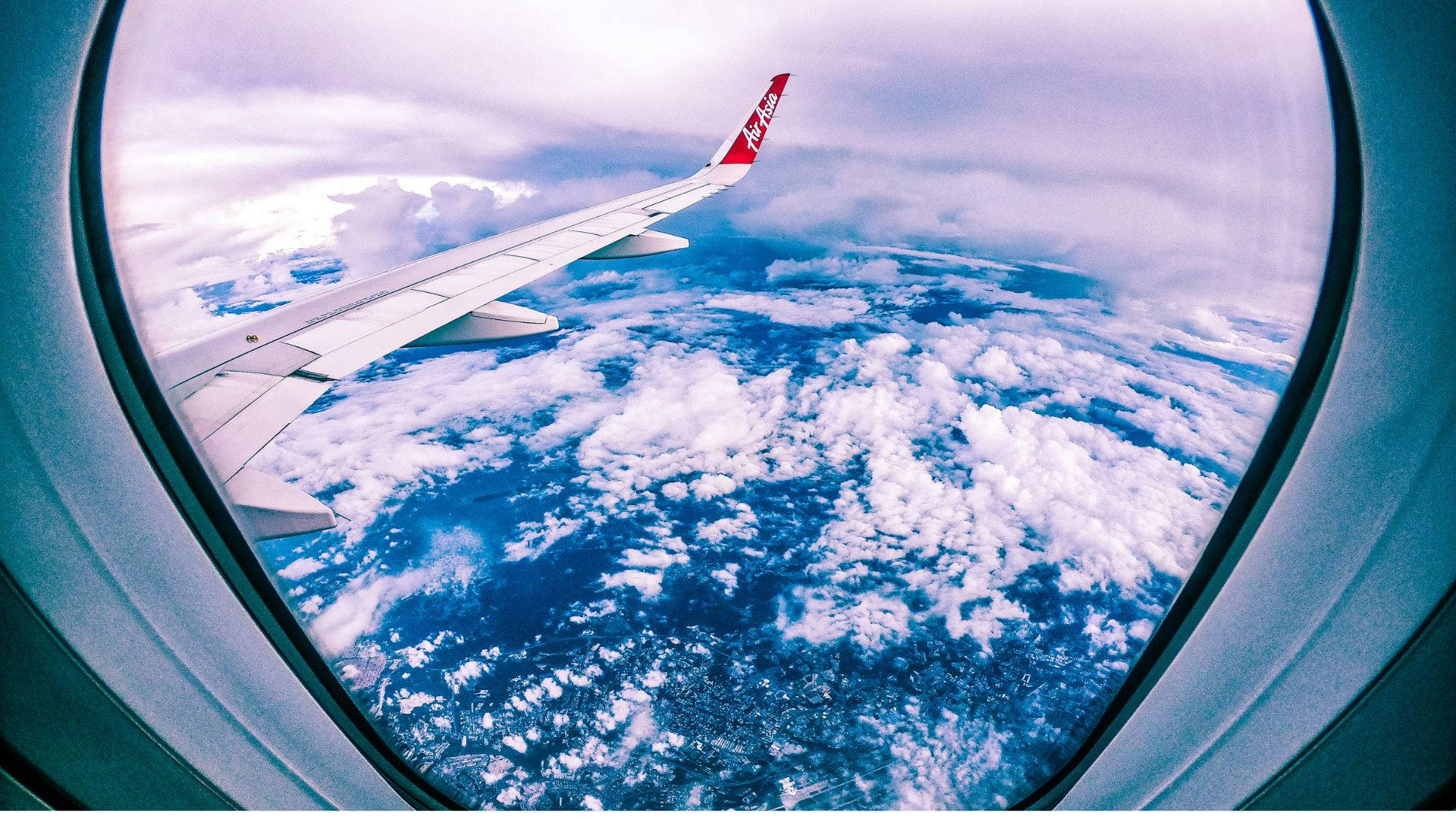 Airplane Window Travel Clouds Fish Eye Wallpaper