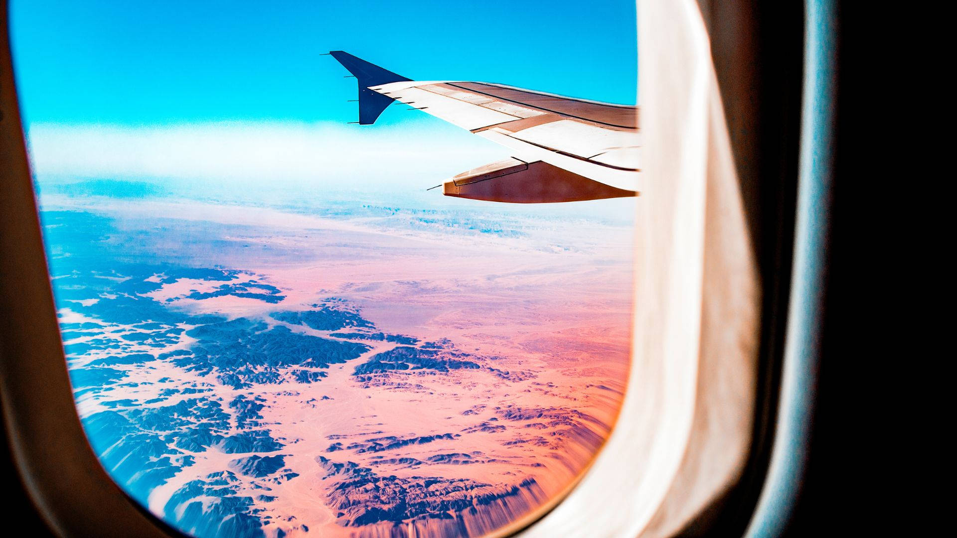 Airplane Window Travel Retro Aesthetic Landscape Wallpaper