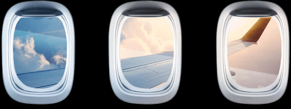 Airplane Window Views Triptych PNG
