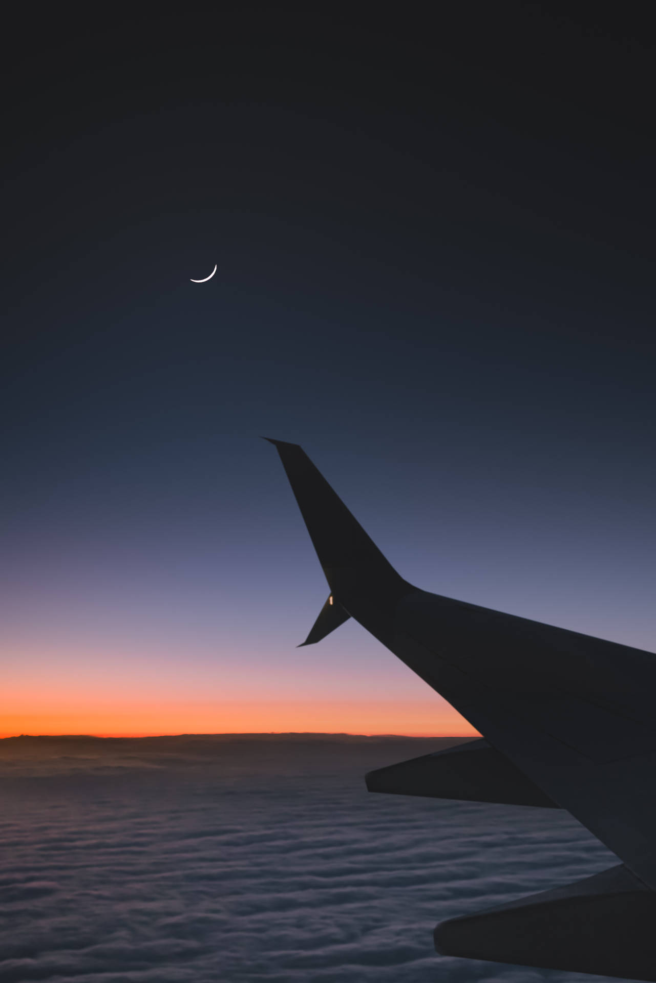 Airplane With Crescent Moon Wallpaper