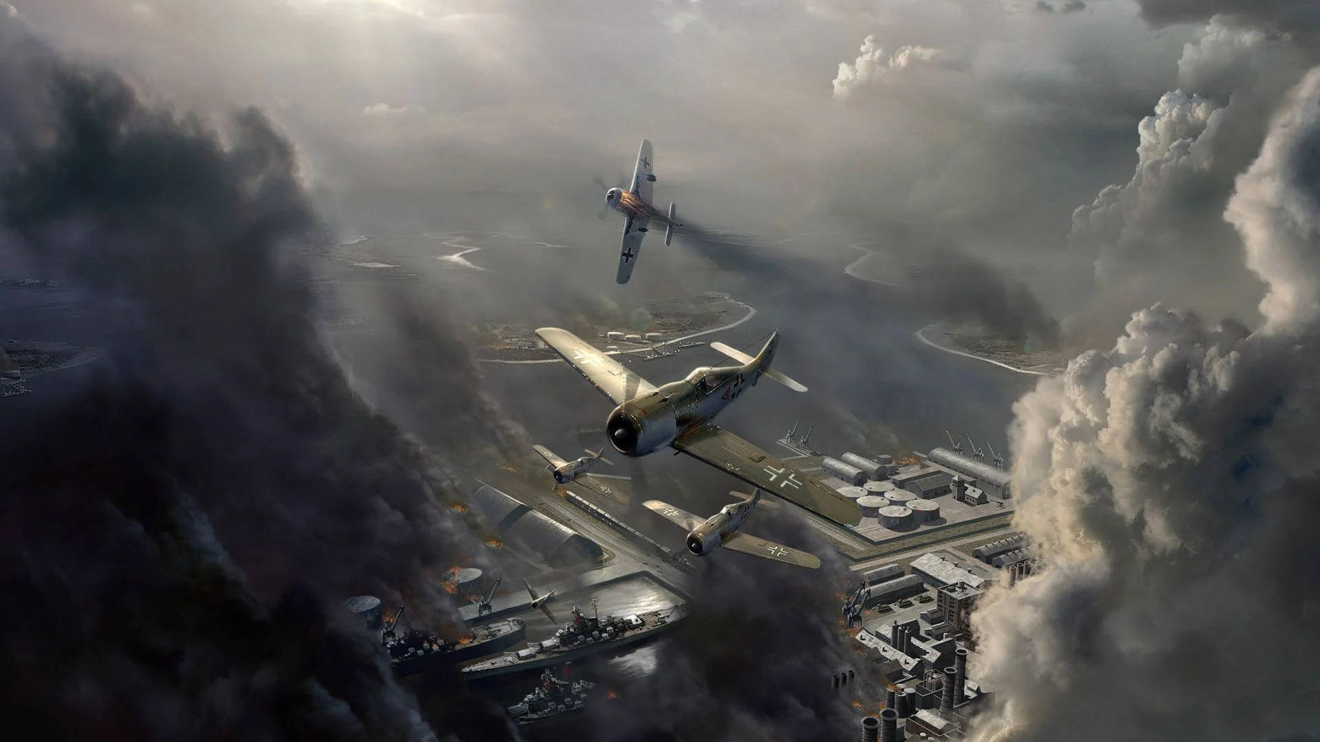 Luftangriffein Der Stadt Pearl Harbor Wallpaper