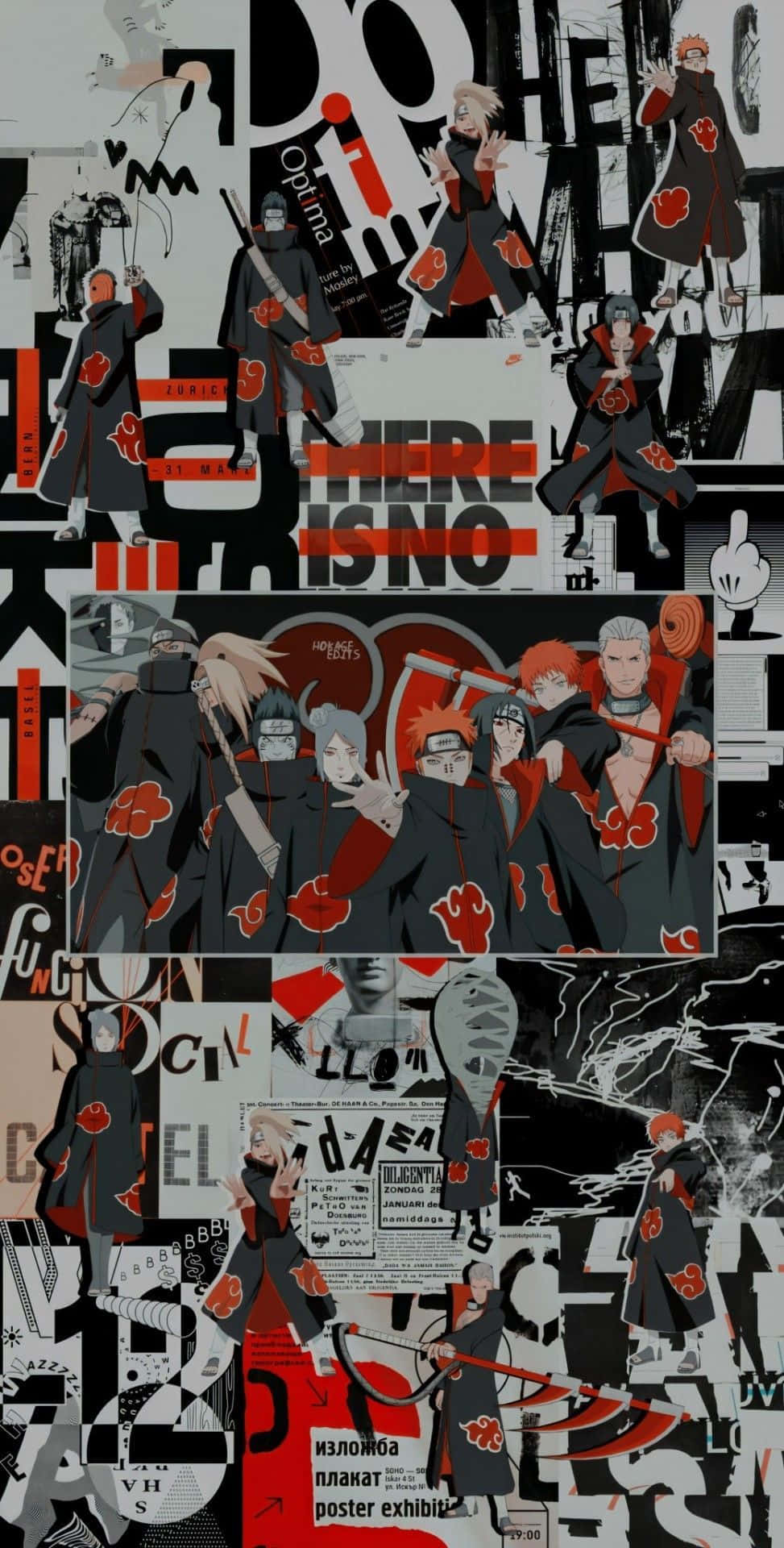 Sort Naruto Akatsuki Æstetisk Collage Tapet Wallpaper