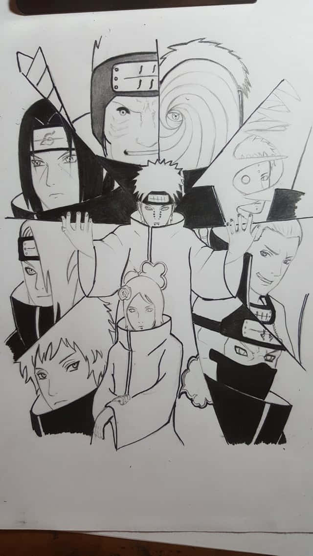 Drawing of a Ninja warrior from the Akatsuki Clan" Wallpaper