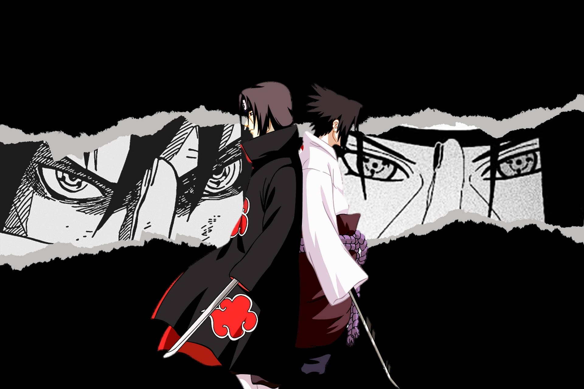 Akatsuki,itachi Und Sasuke Rücken An Rücken Wallpaper