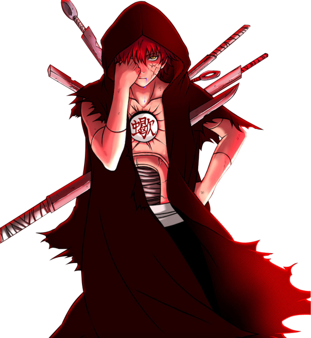 Akatsuki Member With Red Cloud Robeand Scythes PNG