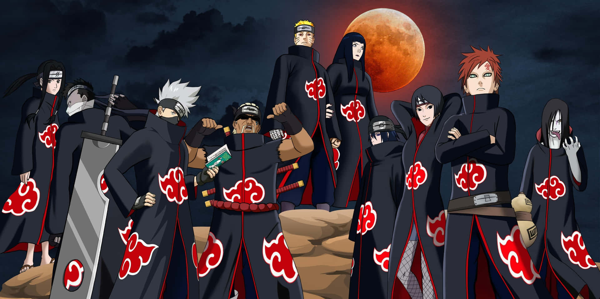 Expresatu Lado Ninja Interior Con Los Miembros De Akatsuki. Fondo de pantalla