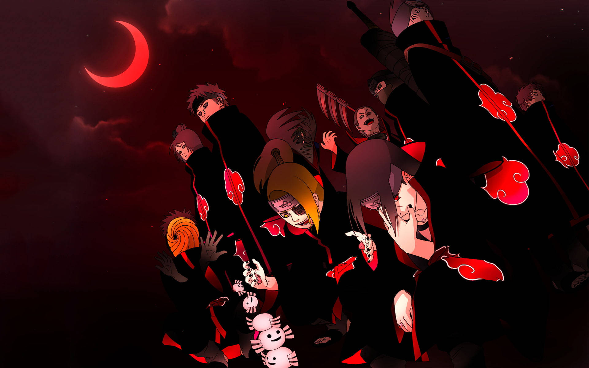 Akatsuki Naruto Characters Blood Moon Wallpaper