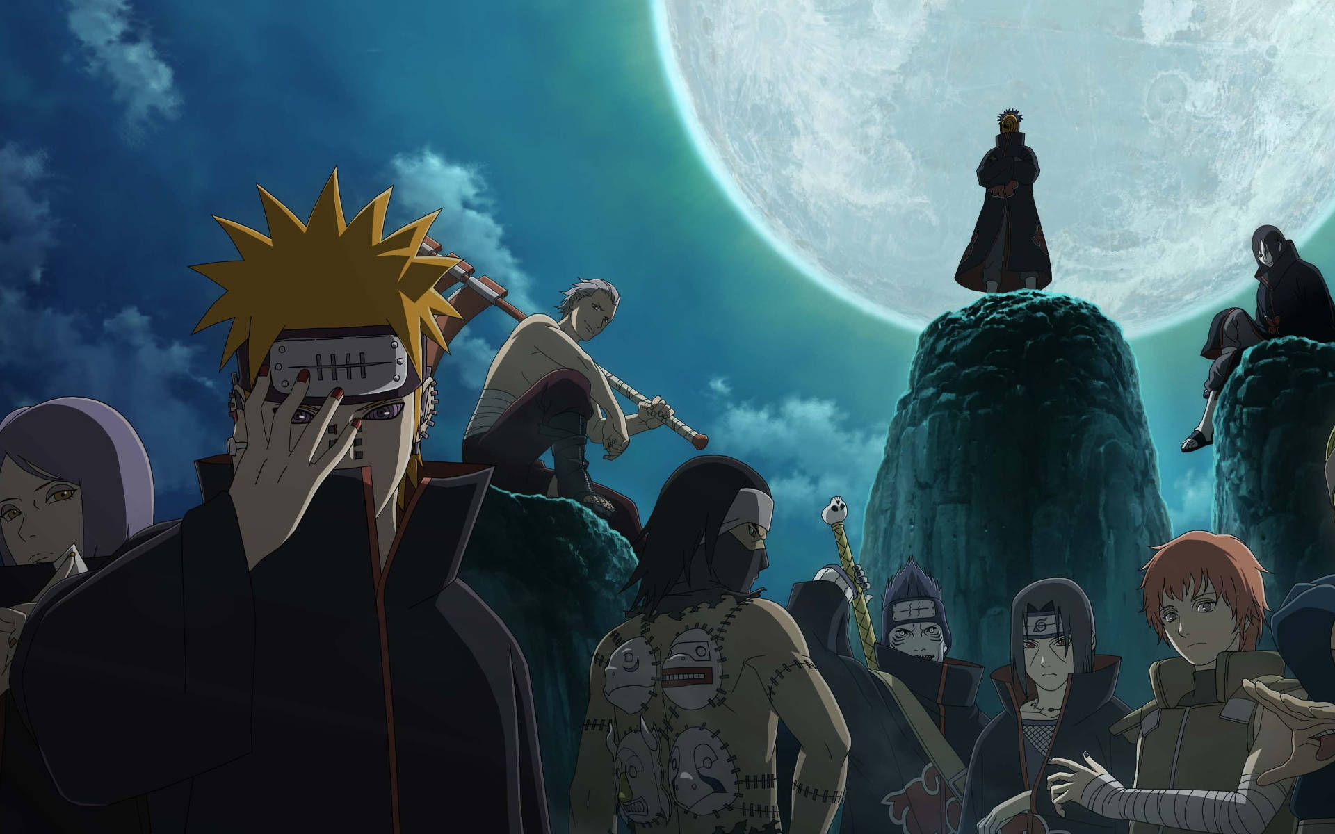 Akatsuki Naruto Characters Under Moon Wallpaper