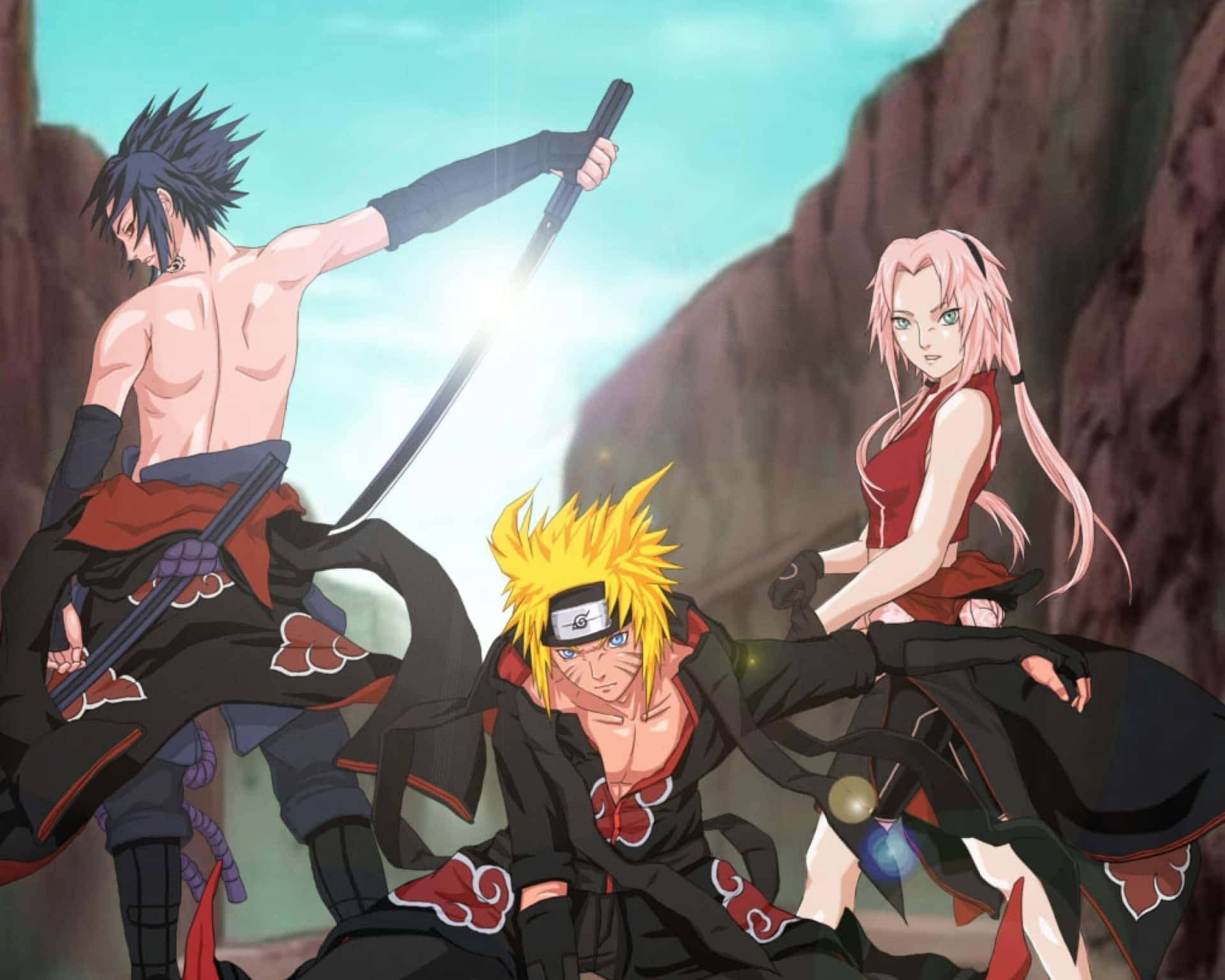 Illustration of the members of Akatsuki, the elite ninjas in Naruto Shippuden. Wallpaper