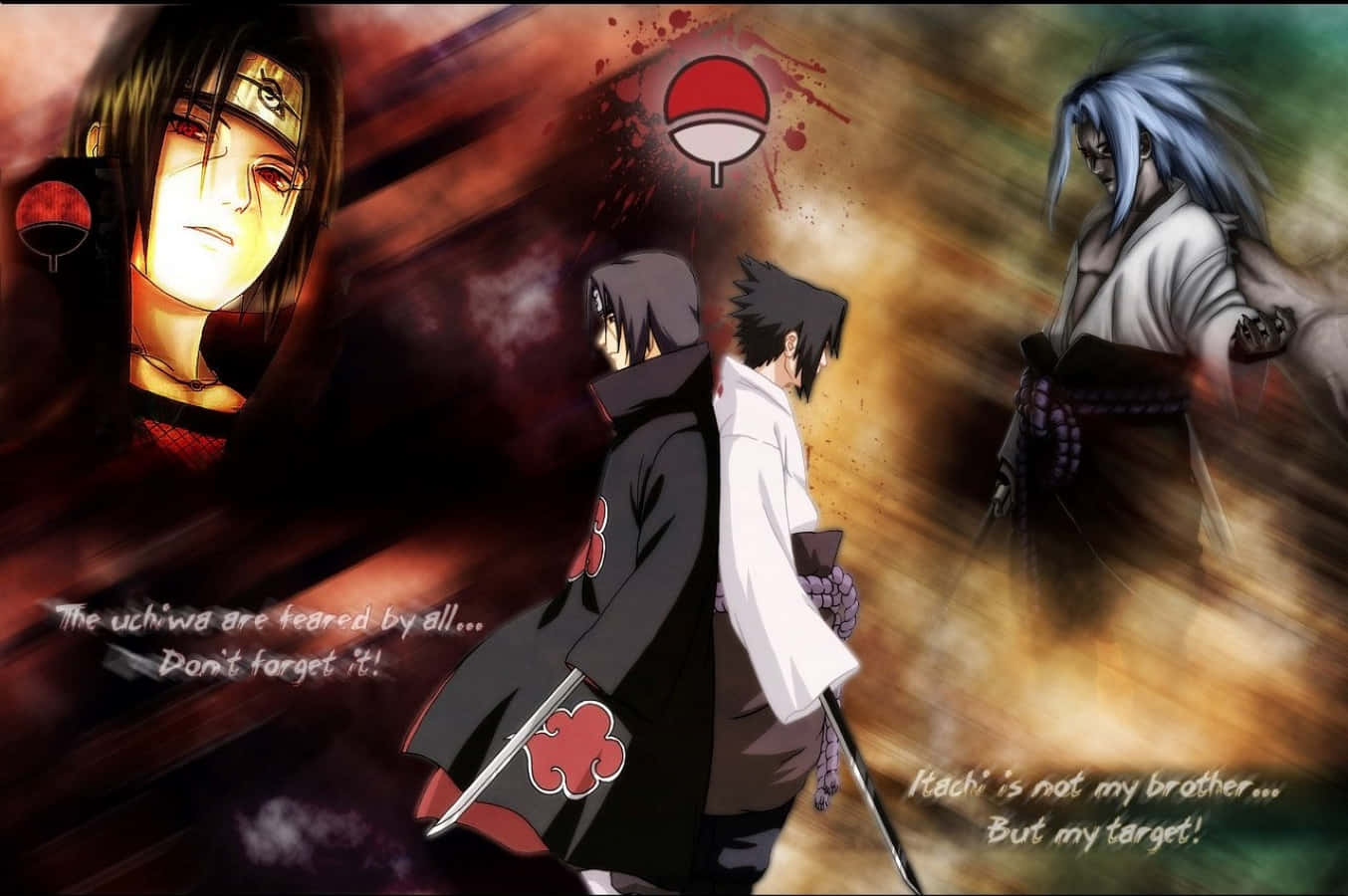 “Staring into the horizon with determination, Akatsuki Sasuke looks forward to the future.” Wallpaper