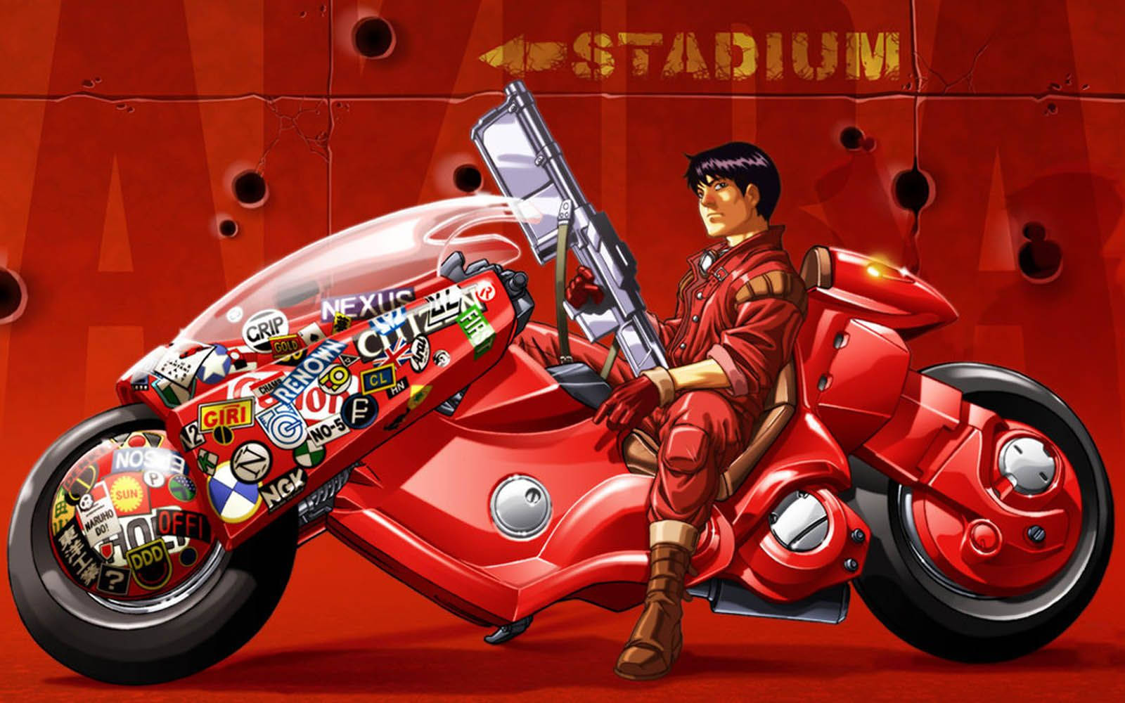 Akira Kaneda Bike With Stickers Background