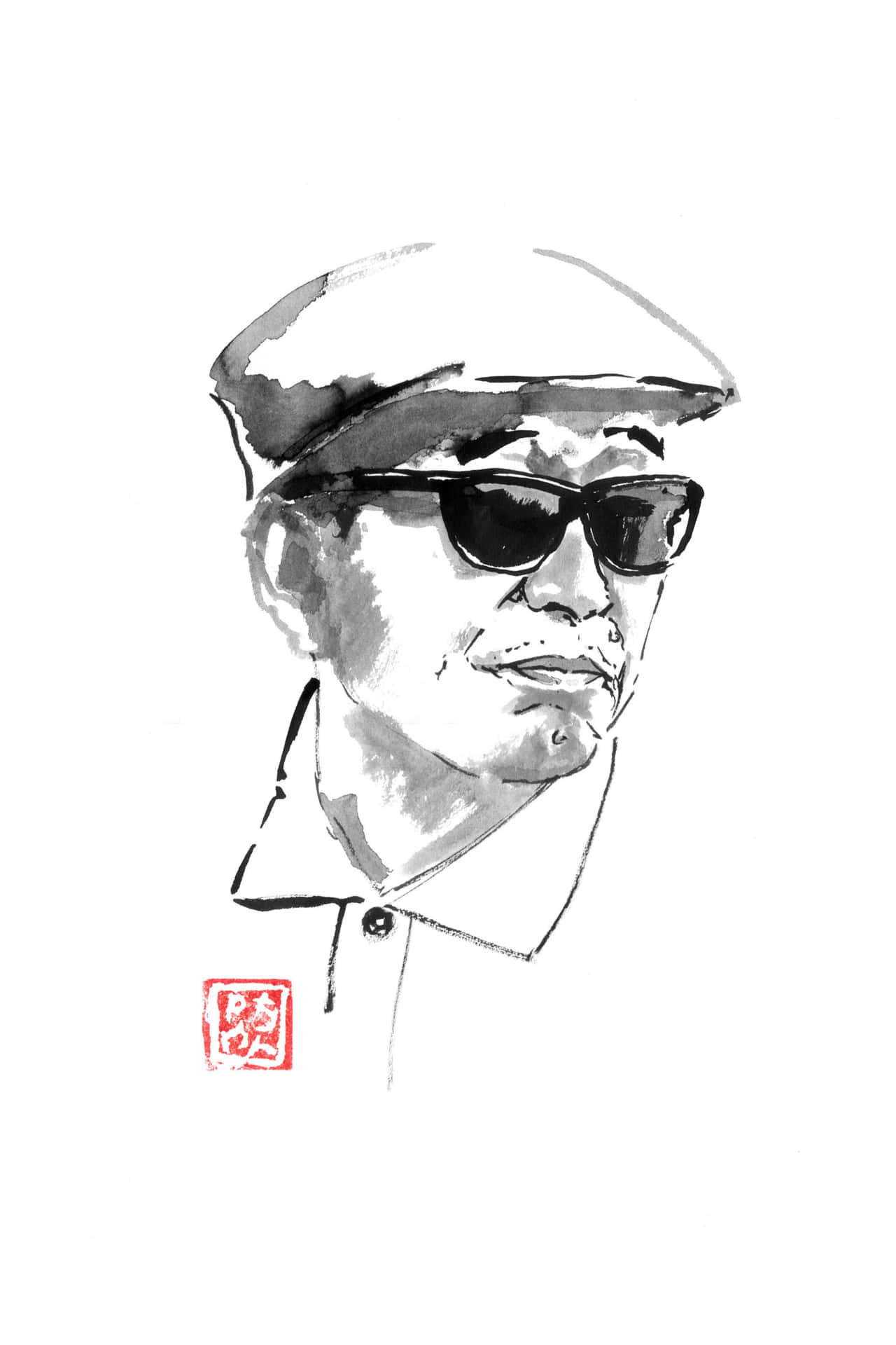 Akira Kurosawa in deep thought on set Wallpaper