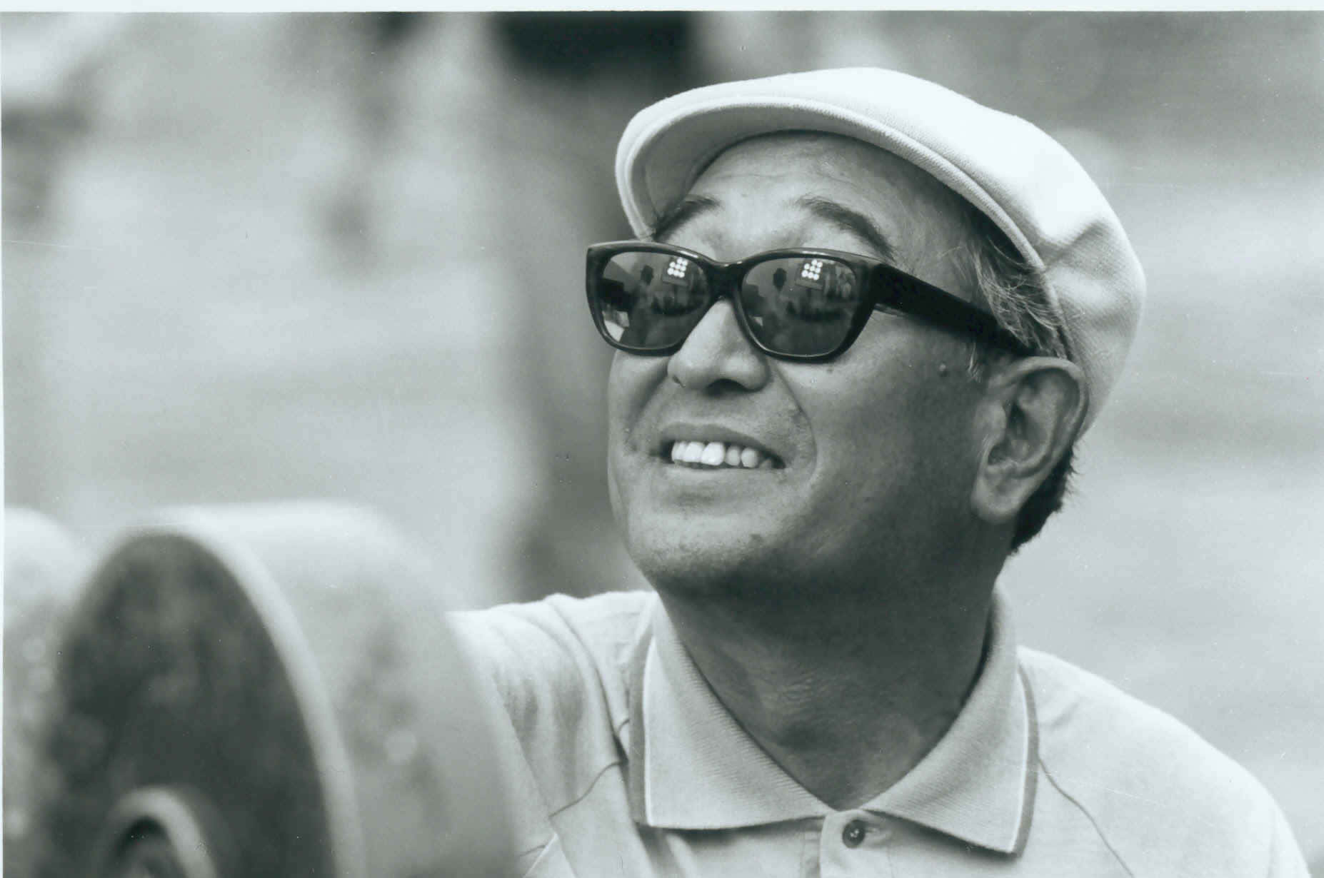 Akira Kurosawa on the set of his movie Wallpaper