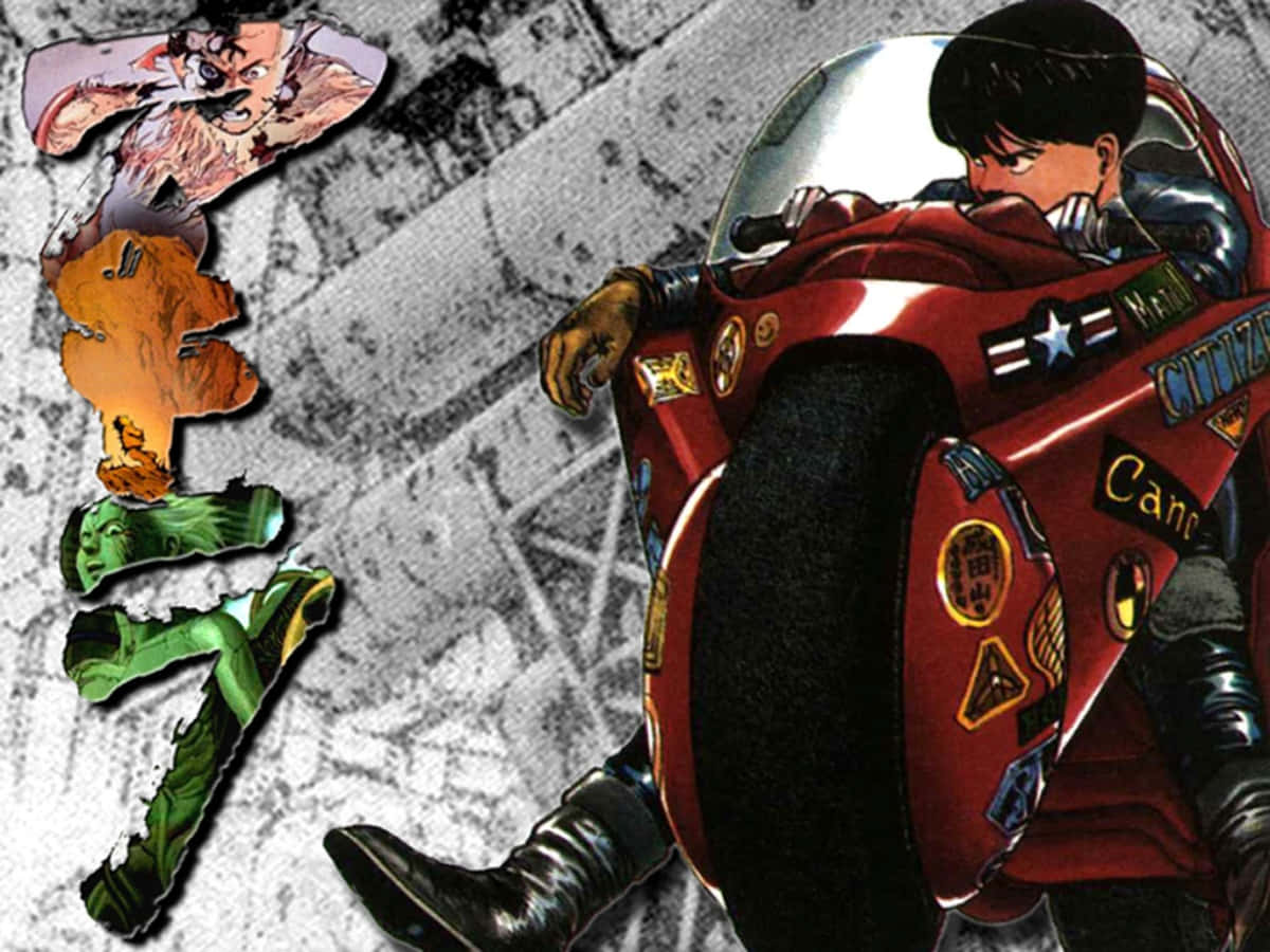 Imagende Akira Kaneda En Su Motocicleta.