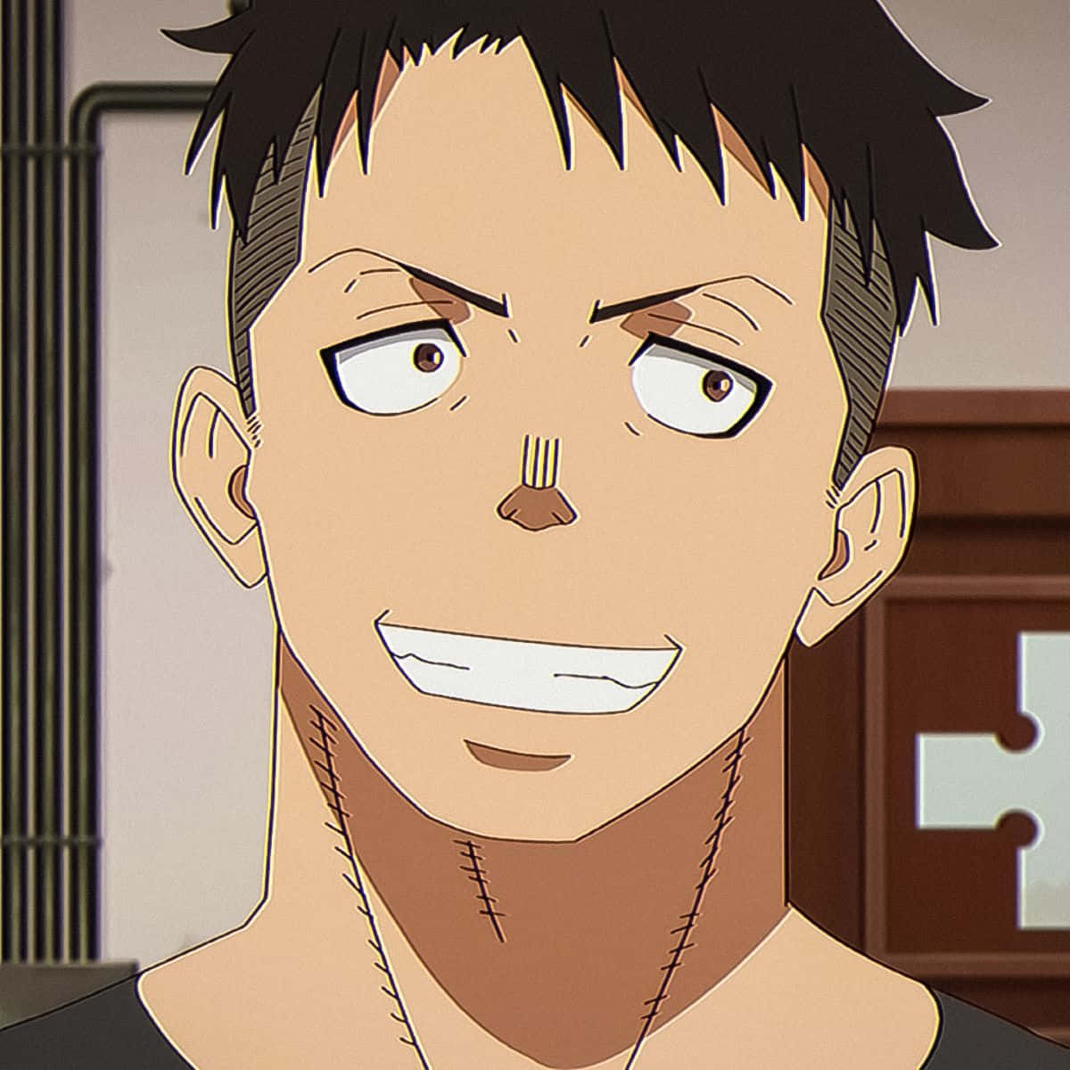 Sourire Du Personnage Akitaru Obi De Fire Force Fond d'écran