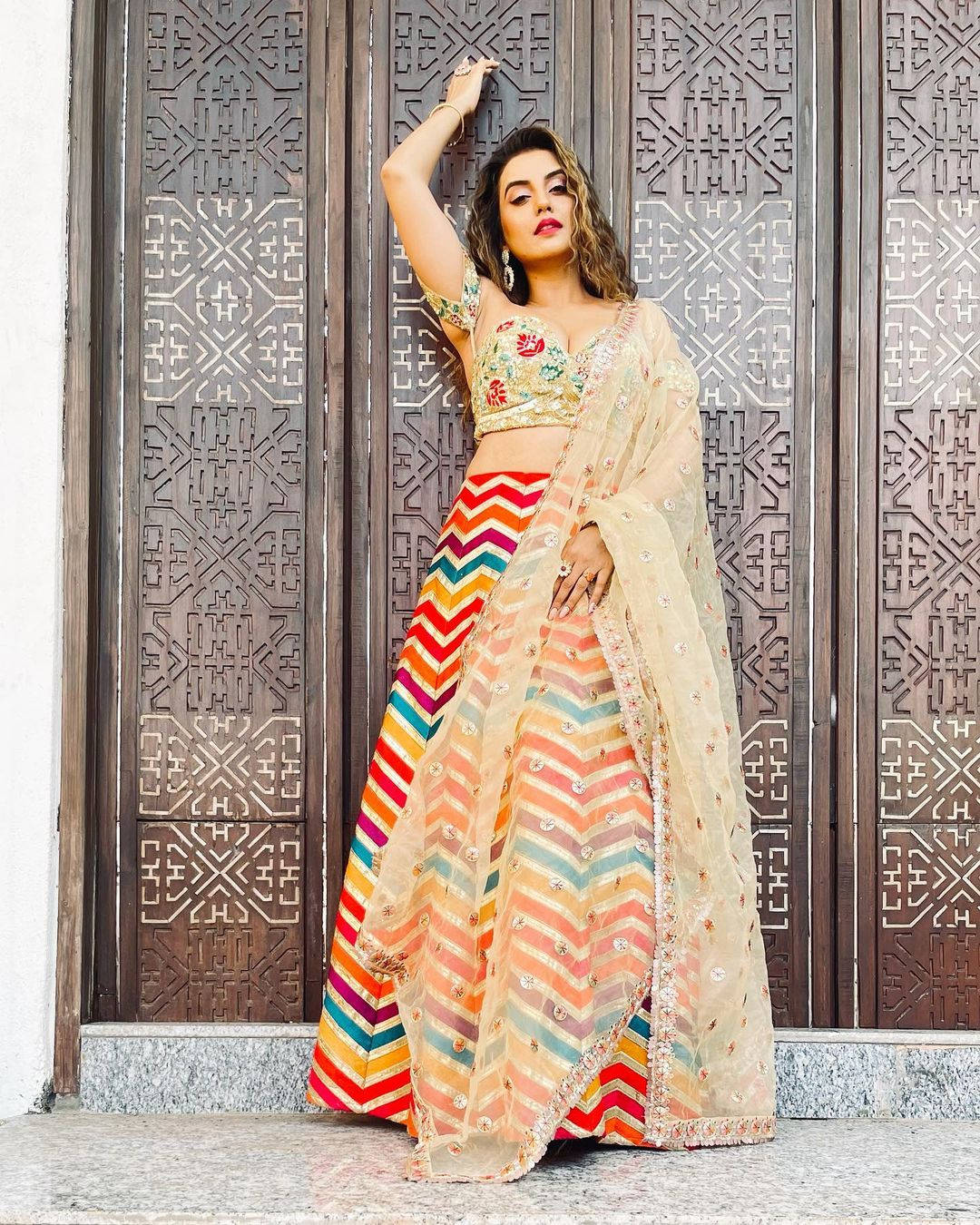 Akshara Singh Colorful Skirt Wallpaper