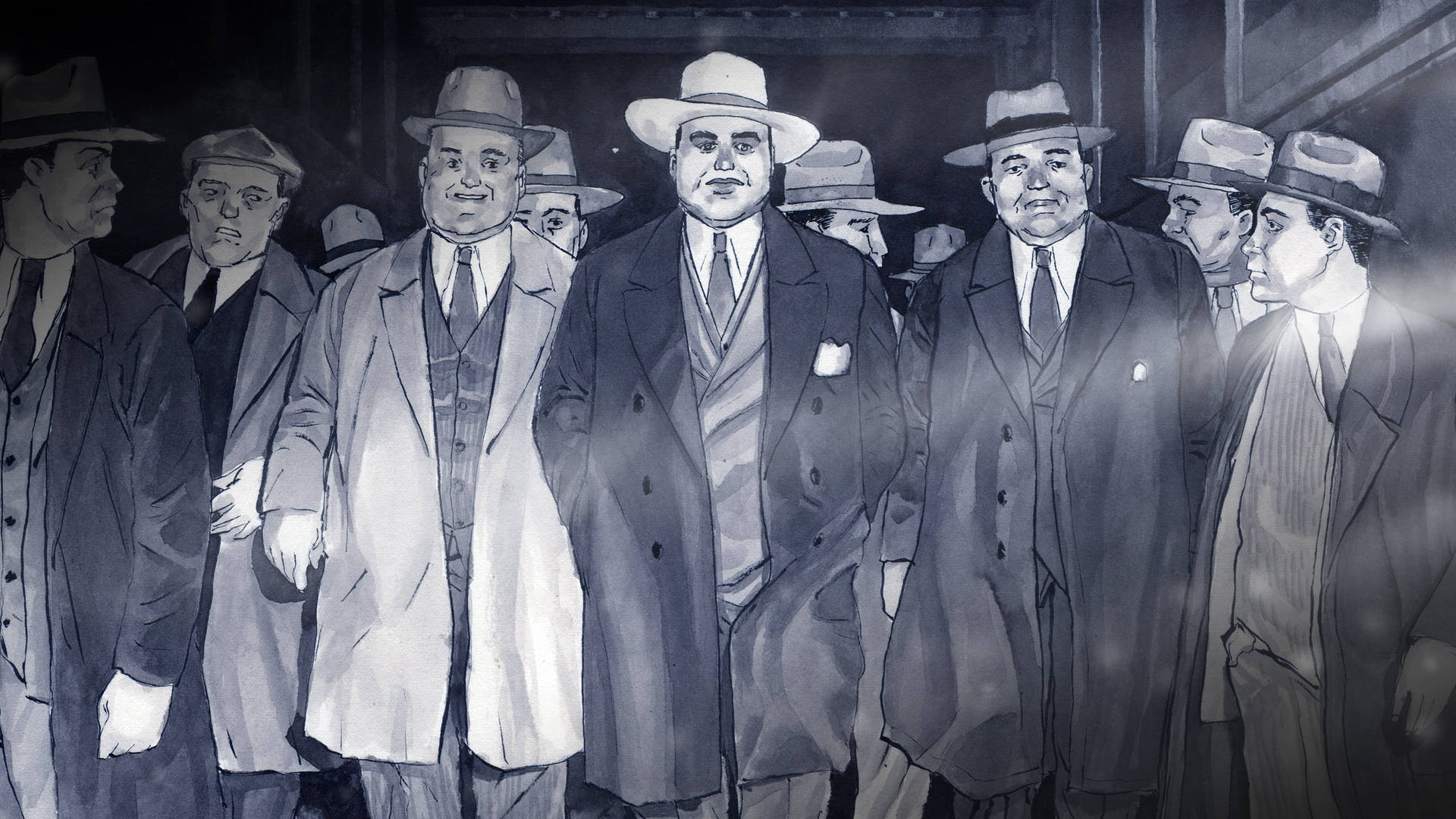 Al Capone With Mafia Gang Wallpaper