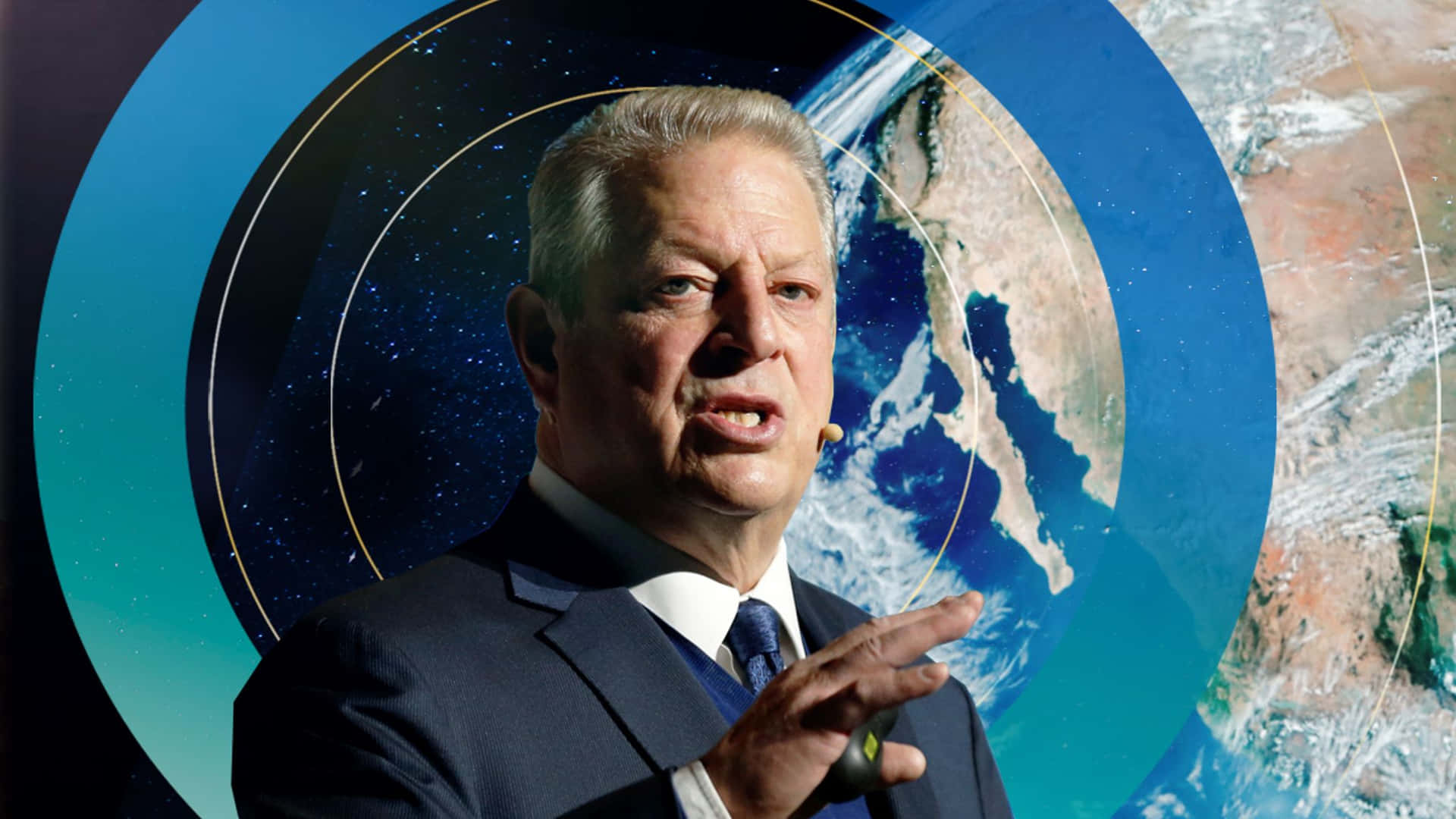 Al Gore With An Illustrated Background Wallpaper