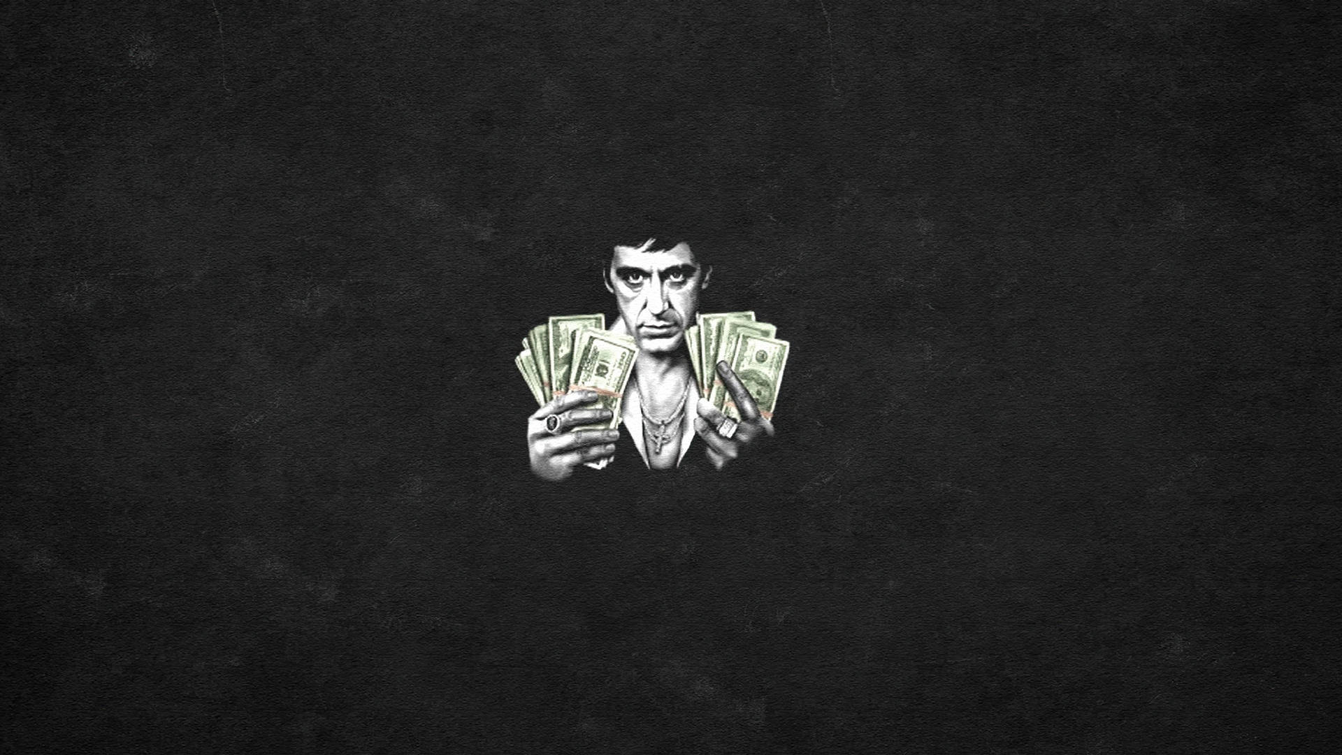 Alpacino Scarface Cash Art = Al Pacino Scarface Kontanter Konst (for A Computer Or Mobile Wallpaper Featuring Money And A Portrait Of Al Pacino As His Character In The Movie Scarface) Wallpaper