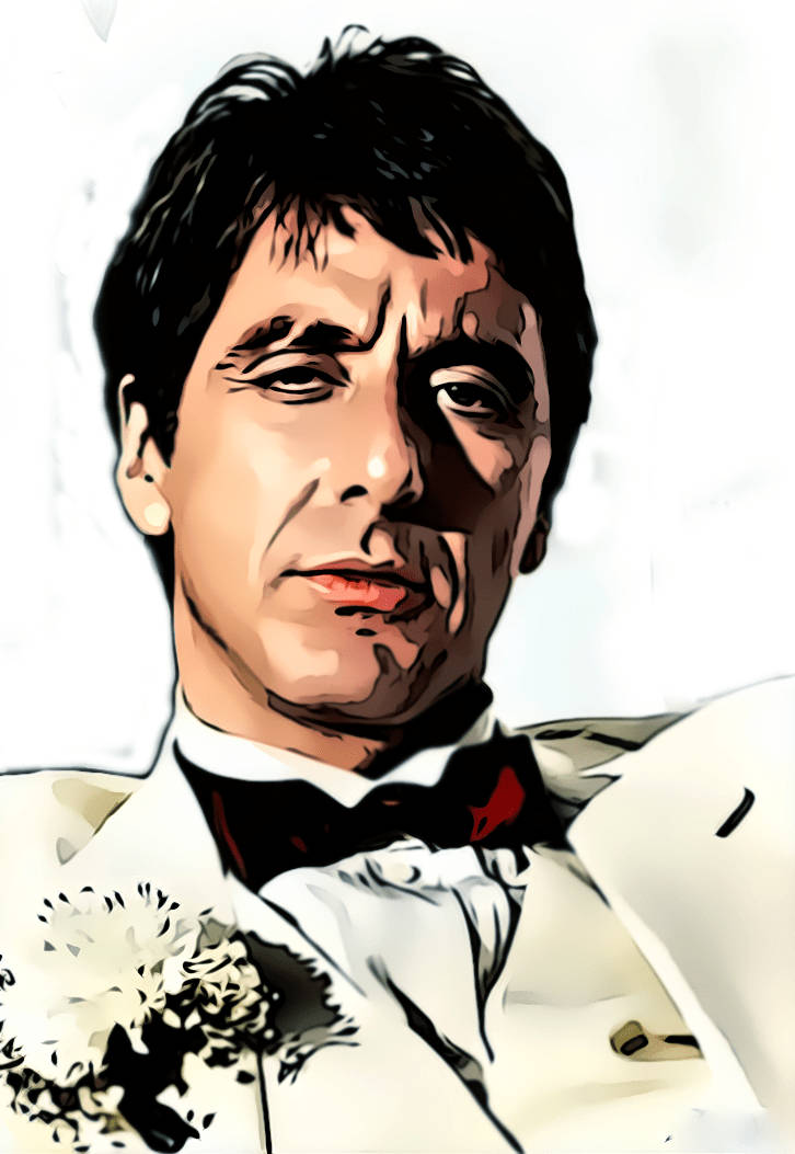 Al Pacino Scarface I Dragt Kunst Tapet Wallpaper