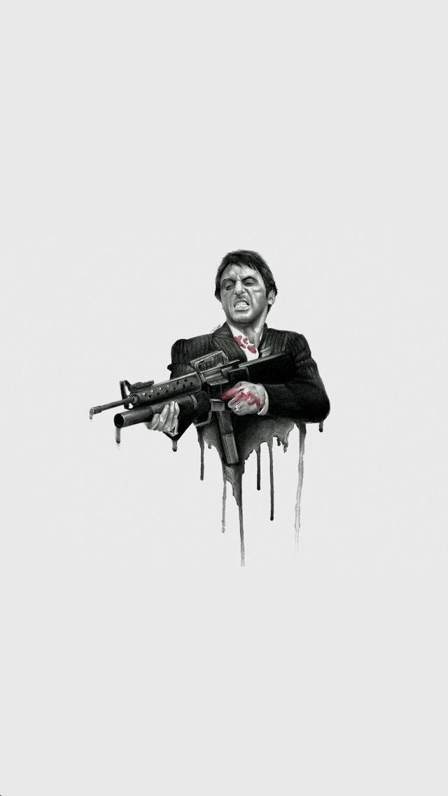 Al Pacino Scarface Shooting Art Wallpaper
