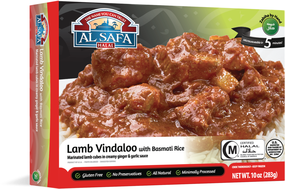 Al Safa Halal Lamb Vindaloo Frozen Meal PNG