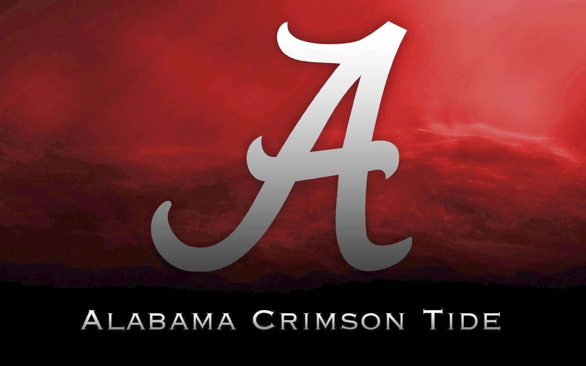 Diseñográfico Del Logotipo Rojo Del Equipo De Fútbol De Alabama Crimson Tide. Fondo de pantalla