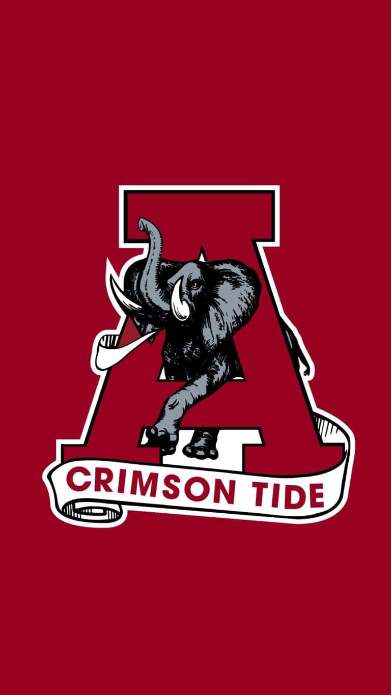 Alabamas fodboldhold Crimson Tide Logo og Big Al Maskot mønster tapet Wallpaper