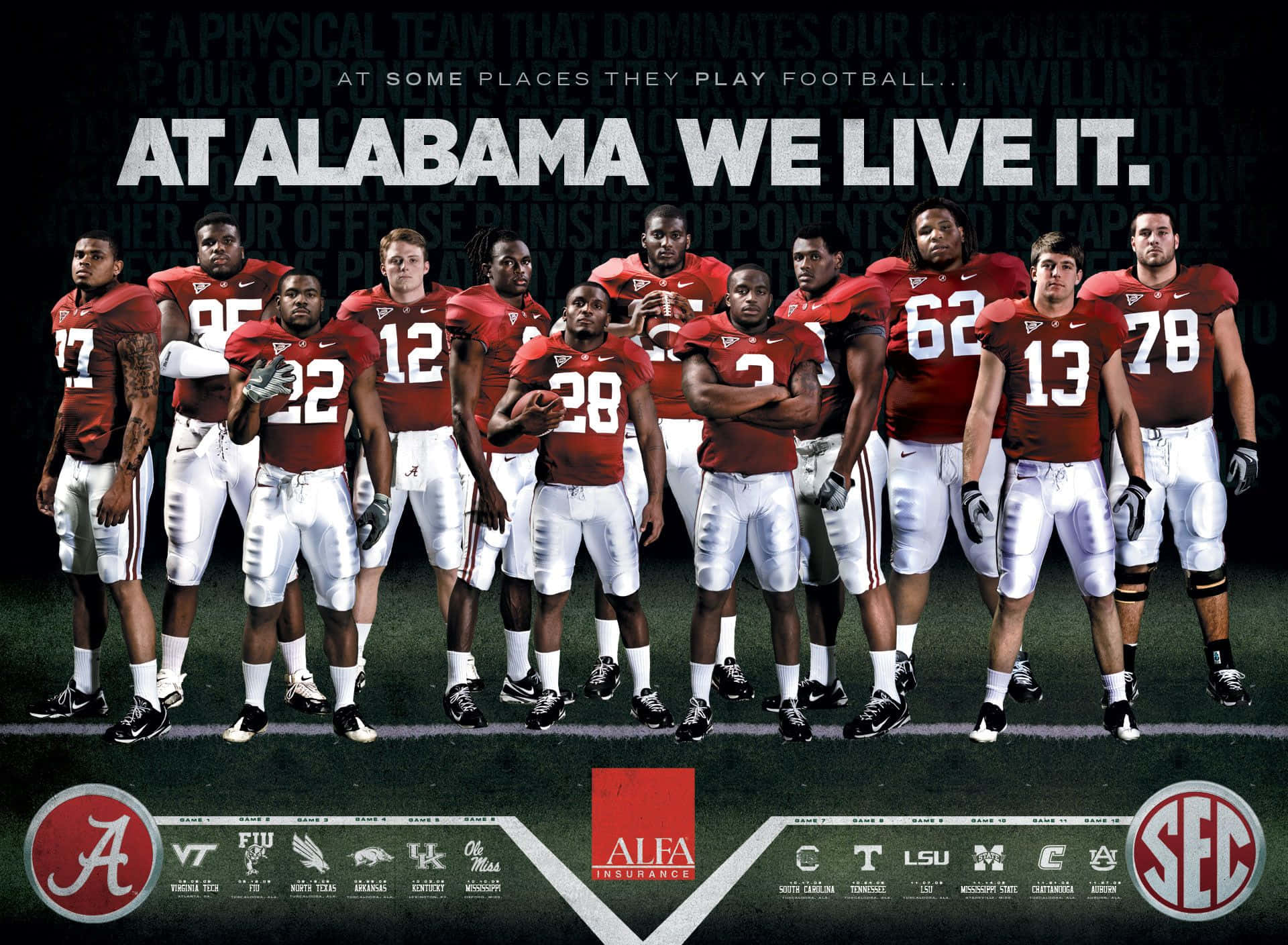 Alabamafootball Team Gruppenporträt Wallpaper