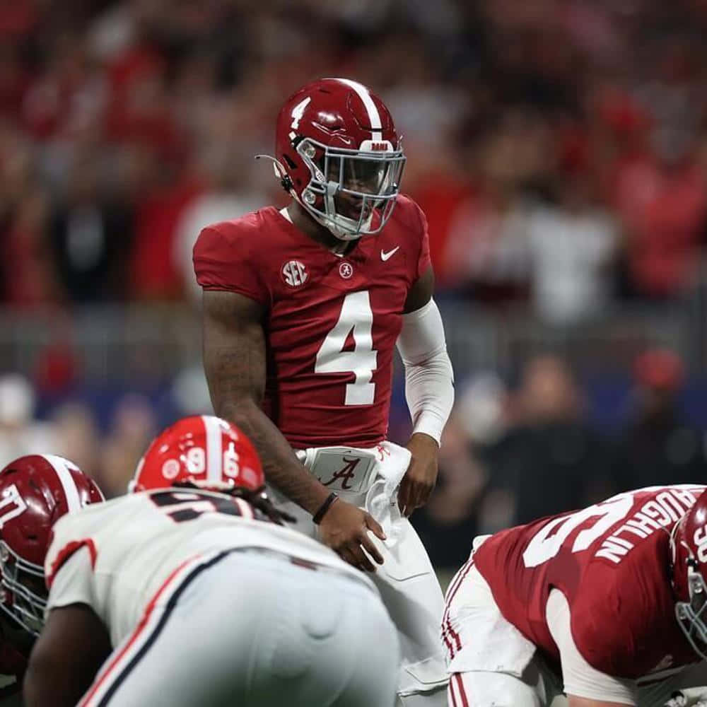 Alabama Quarterback Pre Snap Fokus Bakgrunnsbildet