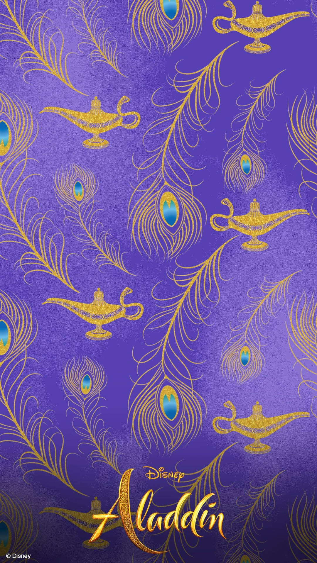 Aladdin Lamp On Purple Background Wallpaper