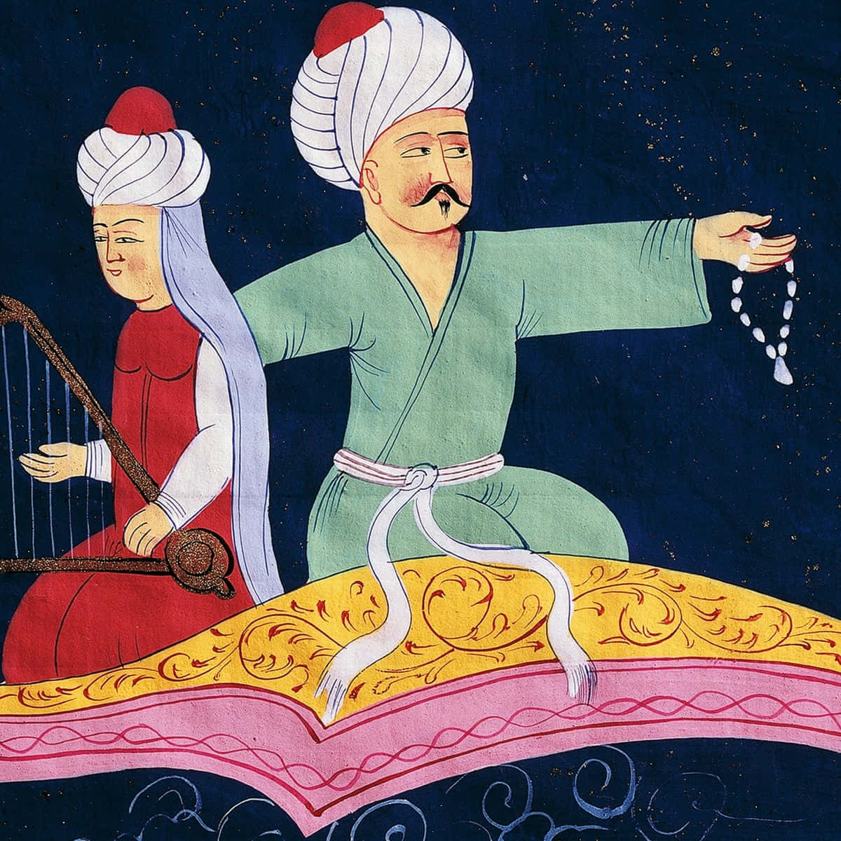 Se den magiske rejse af Aladdin med hans flyvende tæppe.