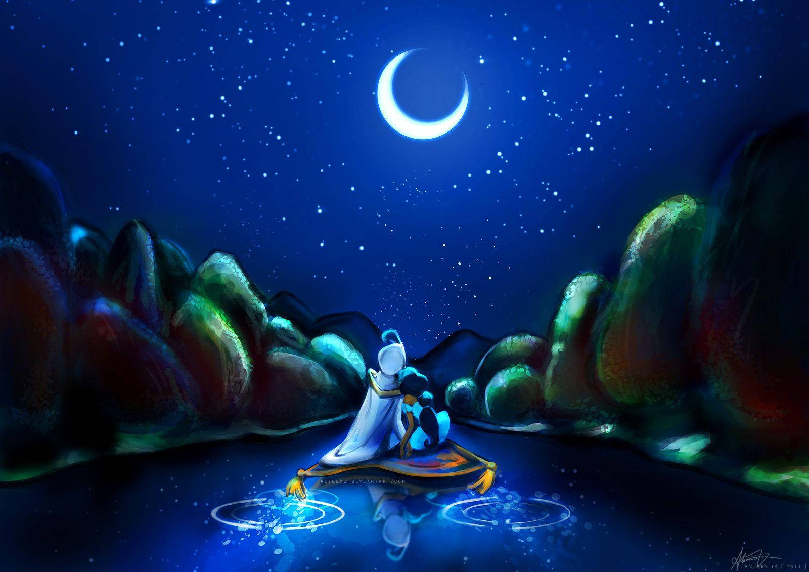 Aladdin Under The Moonlight Wallpaper