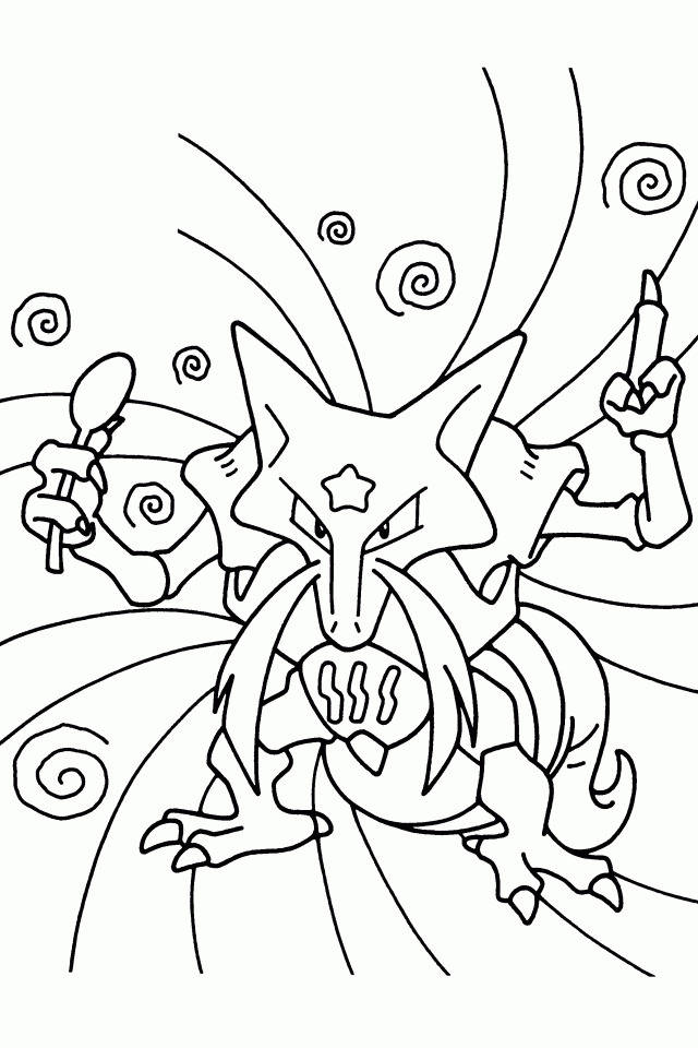 Alakazam Kadabra Tegning Linje Wallpaper