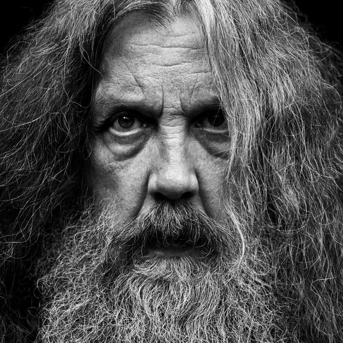 Portrait of Alan Moore, legendary comic book writer and graphic novel author Wallpaper