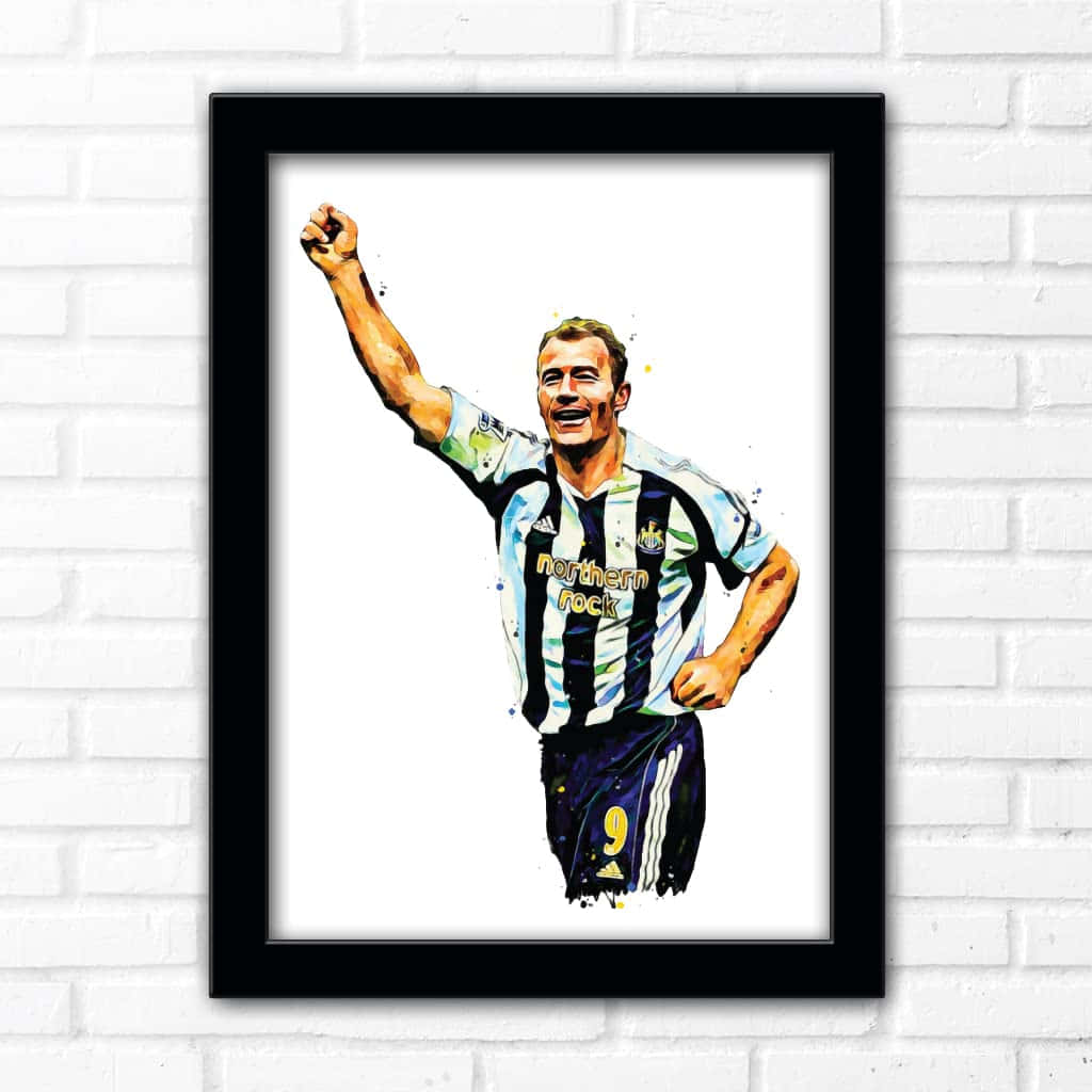 Alan Shearer indrammet maleri Newcastle United FC tapet Wallpaper