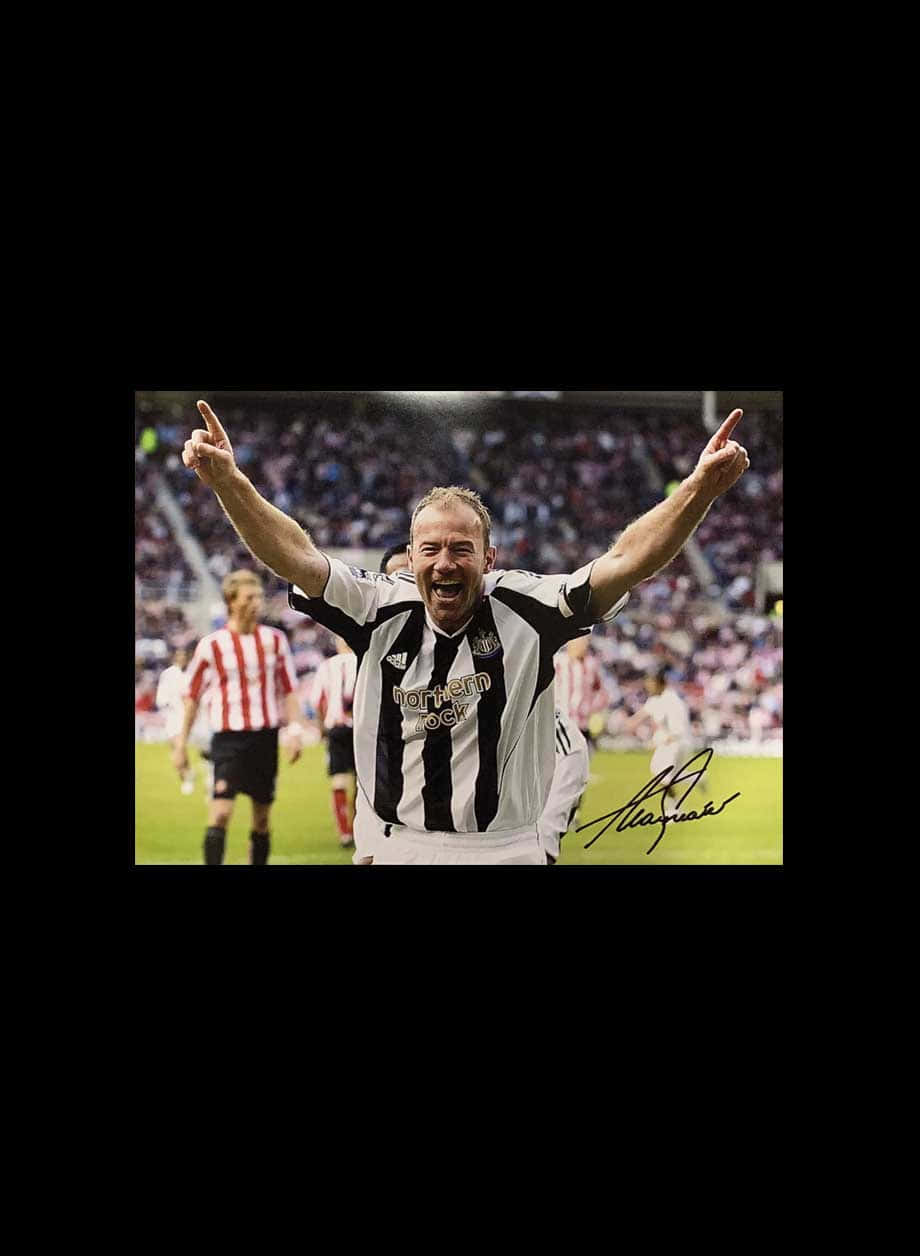 Alan Shearer Signeret Foto Newcastle United FC Wallpaper Wallpaper