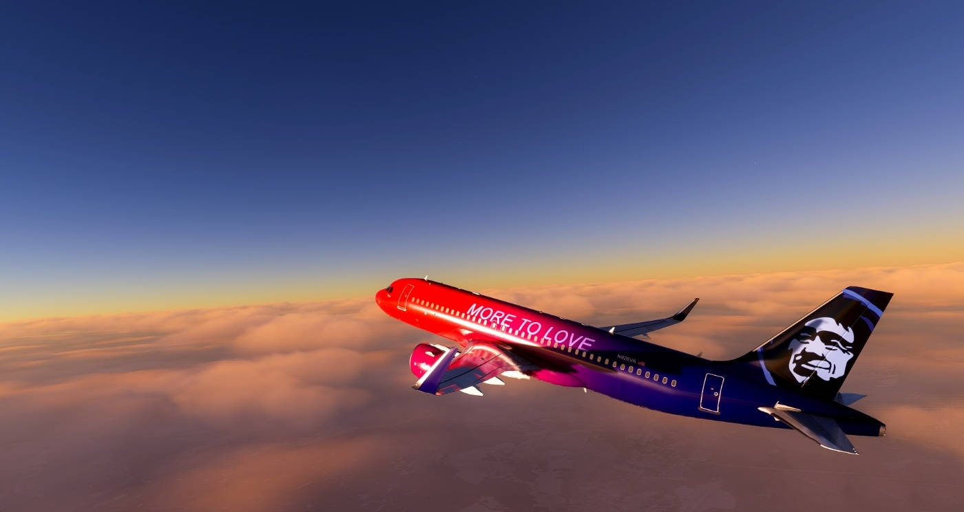 Alaskaairlines Rotes Und Blaues Flugzeug. Wallpaper